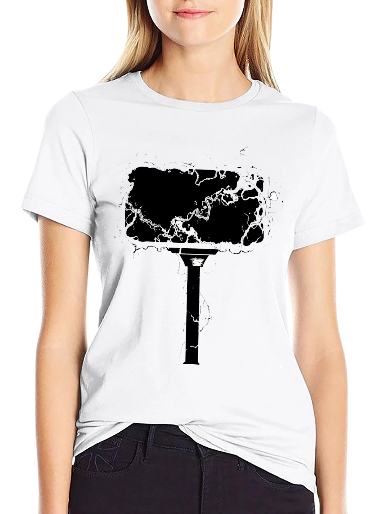 Abstract Black Torch Graphic T-Shirt