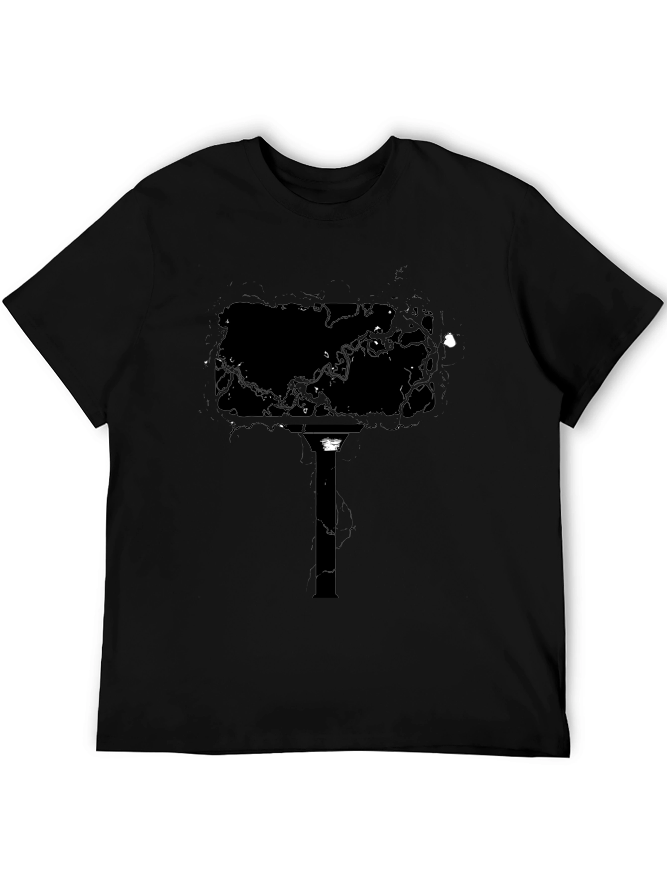 Abstract Black Torch Graphic T-Shirt
