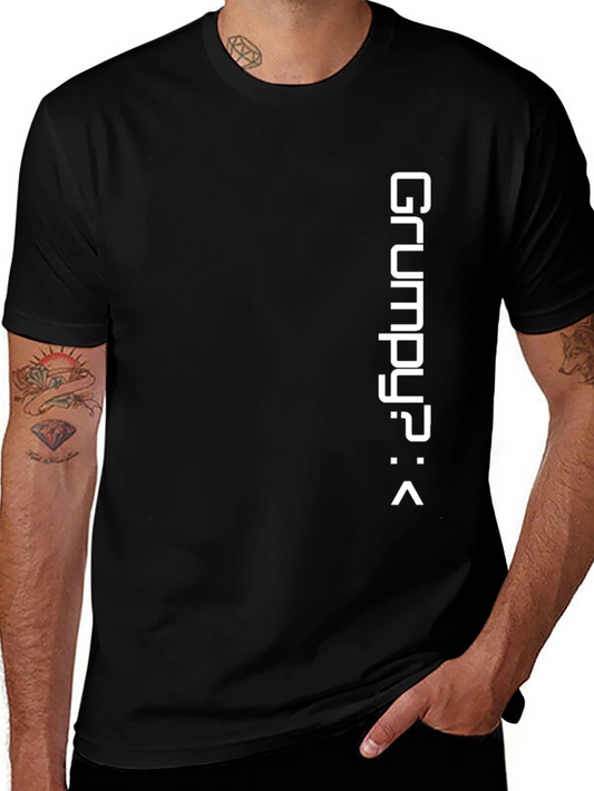 Grumpy Graphic Tee - Black Cotton T-Shirt for Men