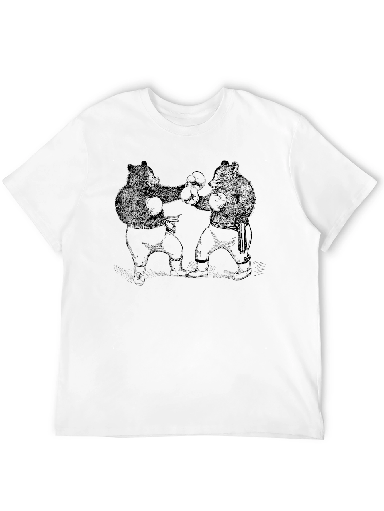 Boxing Bears Graphic Tee - Black Cotton T-Shirt