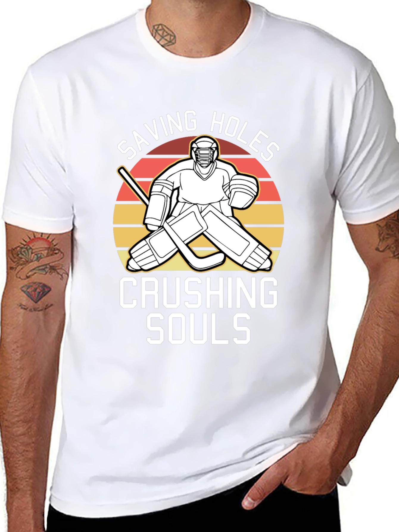 Saving Holes Crushing Souls Hockey T-Shirt