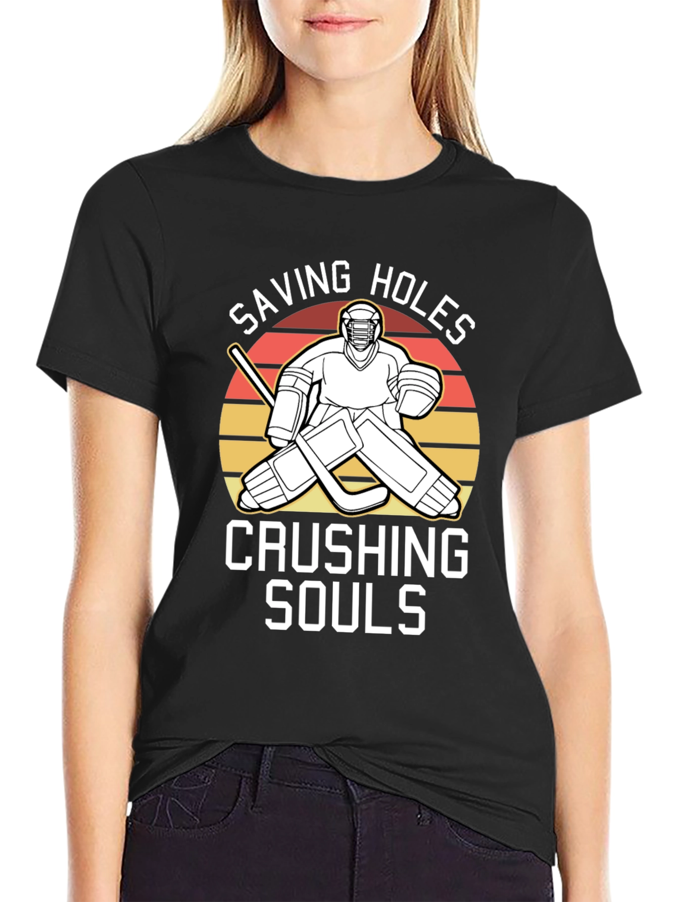 Saving Holes Crushing Souls Hockey T-Shirt