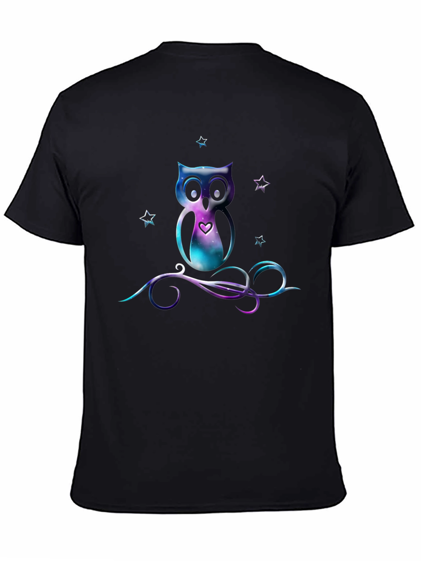 Galaxy Owl Graphic Tee - Stylish Mens Black T-Shirt
