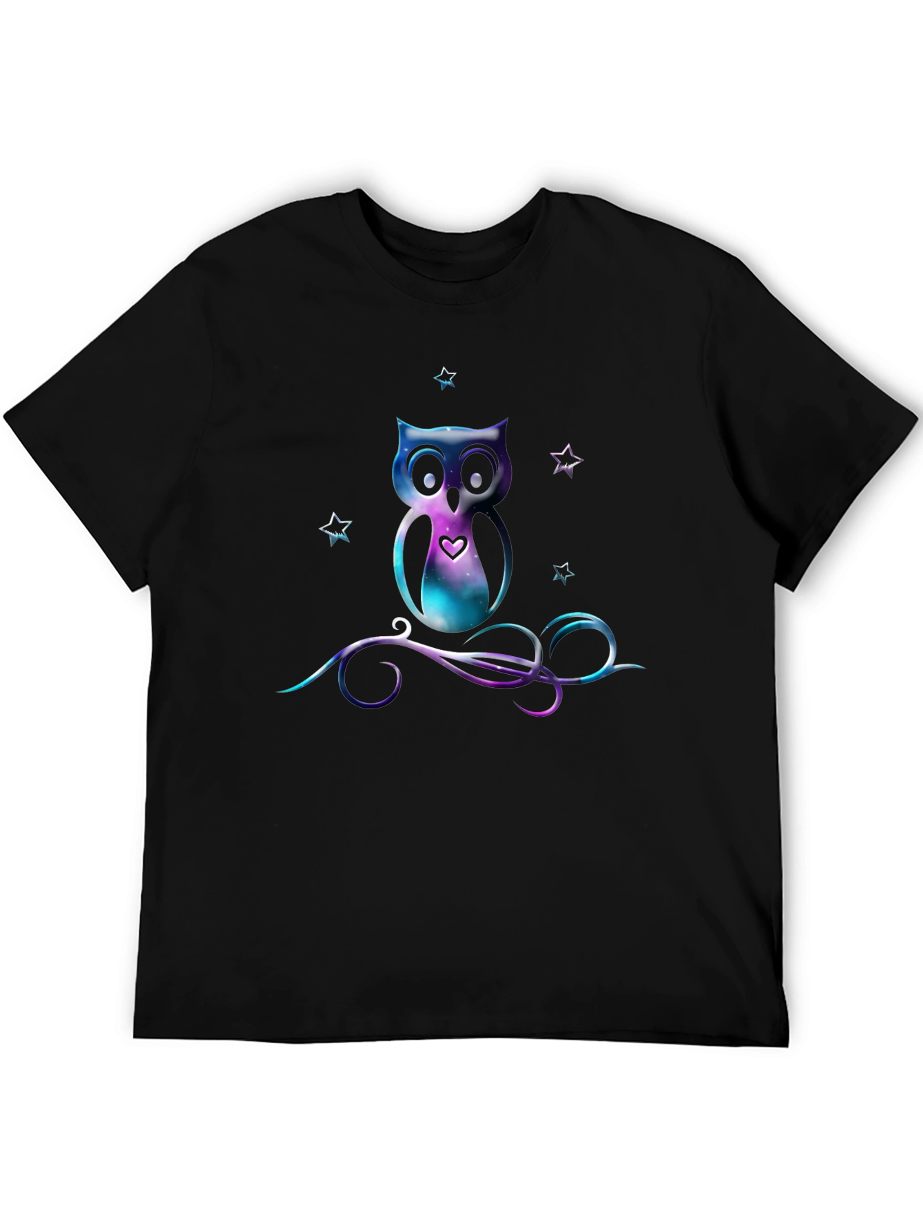 Galaxy Owl Graphic Tee - Stylish Mens Black T-Shirt