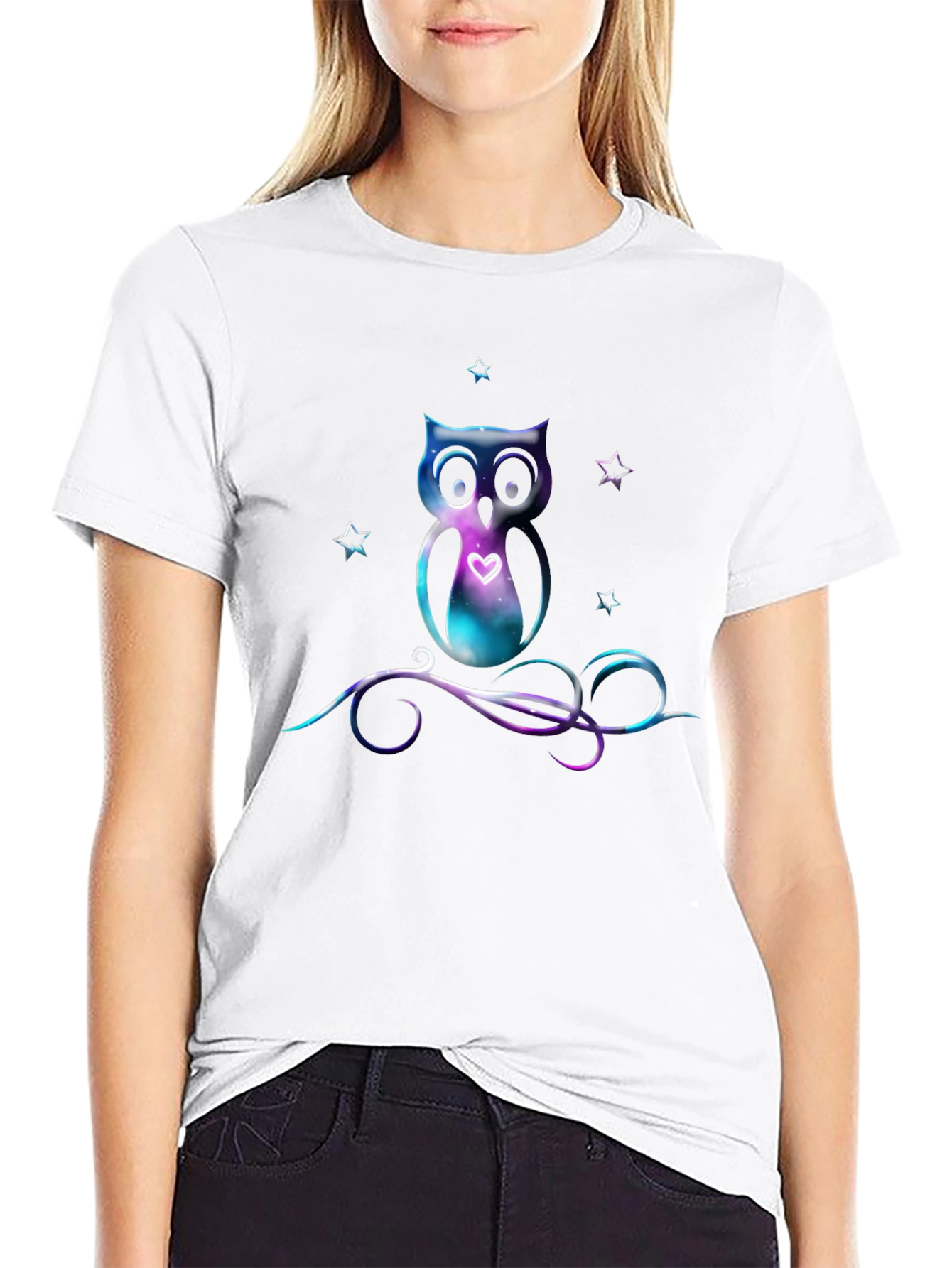 Galaxy Owl Graphic Tee - Stylish Mens Black T-Shirt