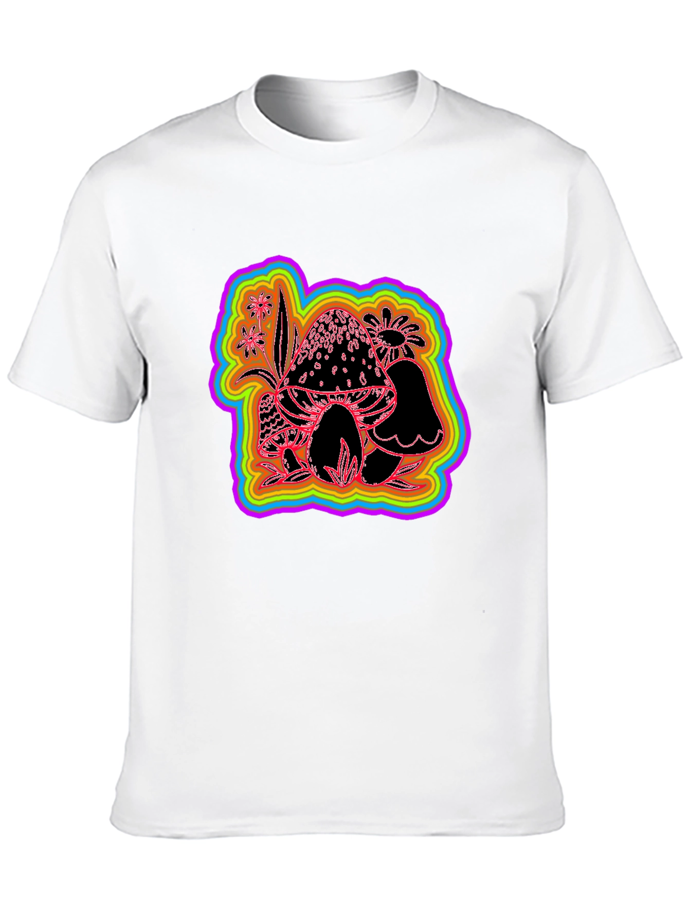 Psychedelic Mushroom Graphic Tee - Black