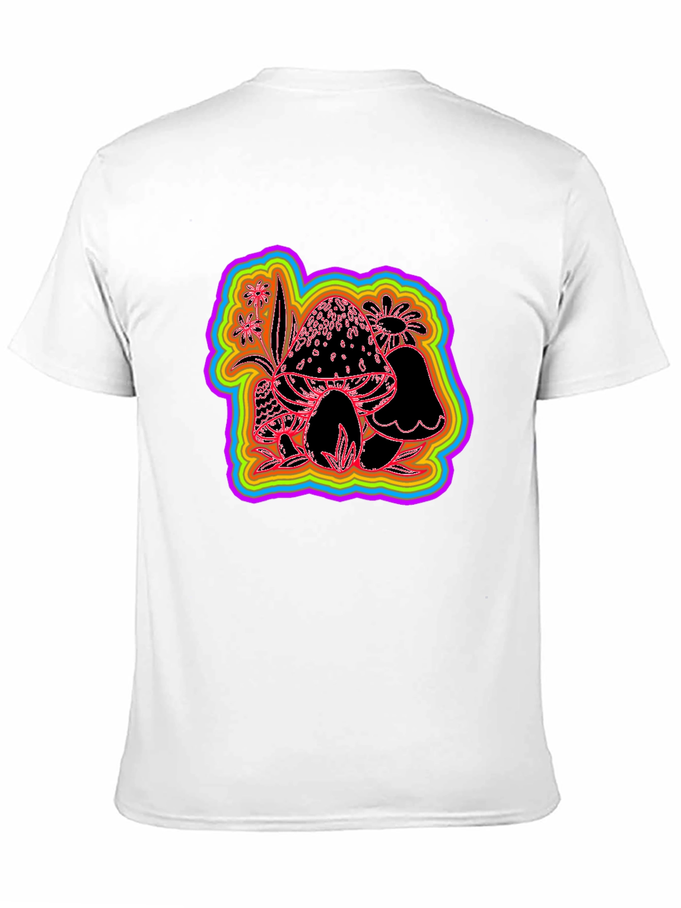 Psychedelic Mushroom Graphic Tee - Black