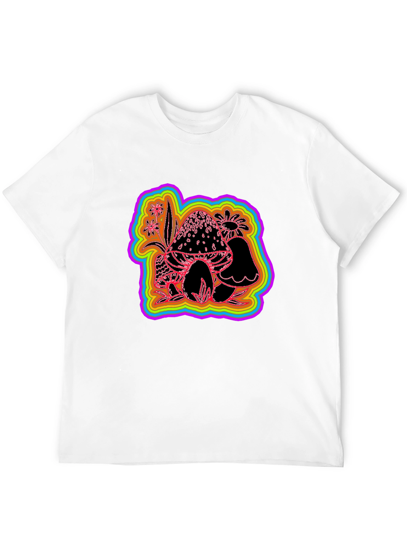 Psychedelic Mushroom Graphic Tee - Black