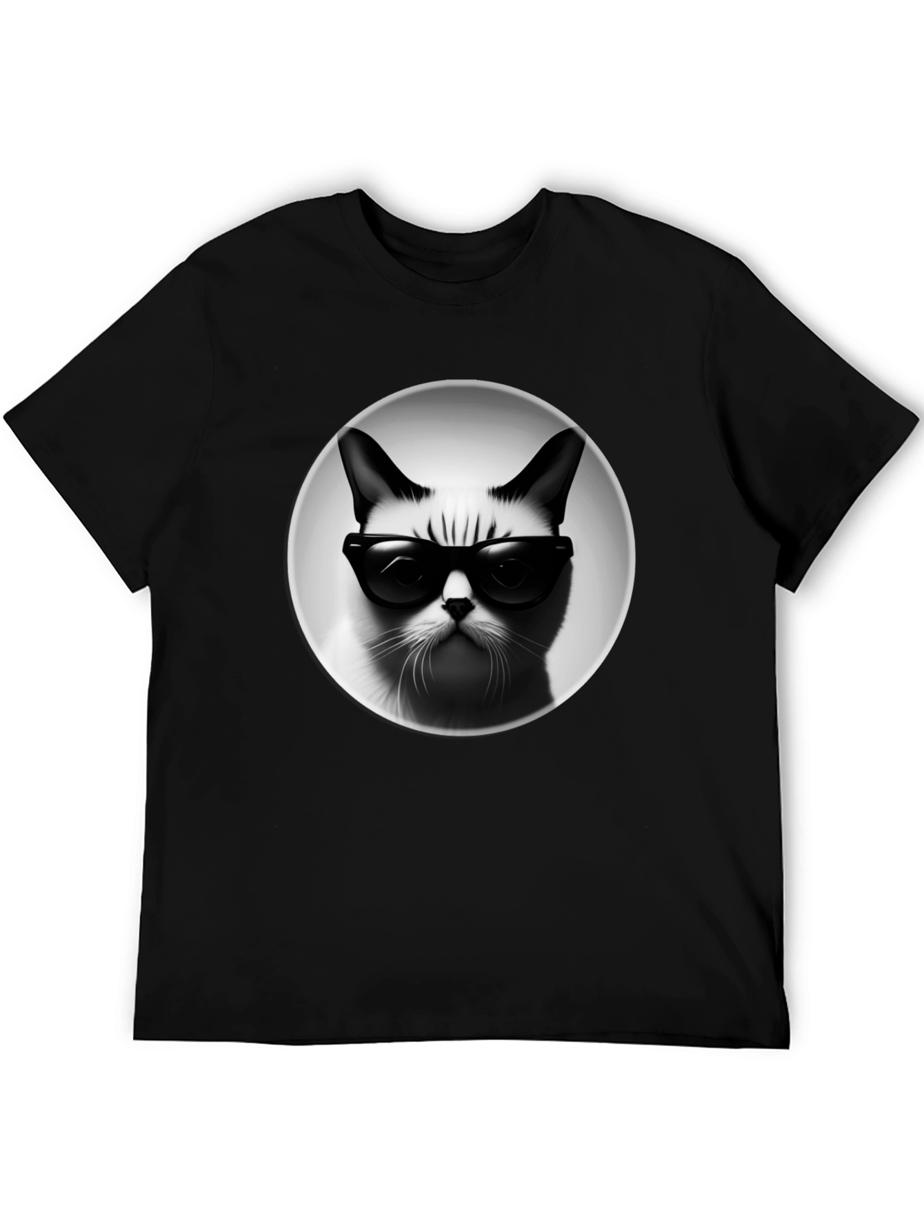 Cool Cat Graphic Tee - Black Cotton T-Shirt