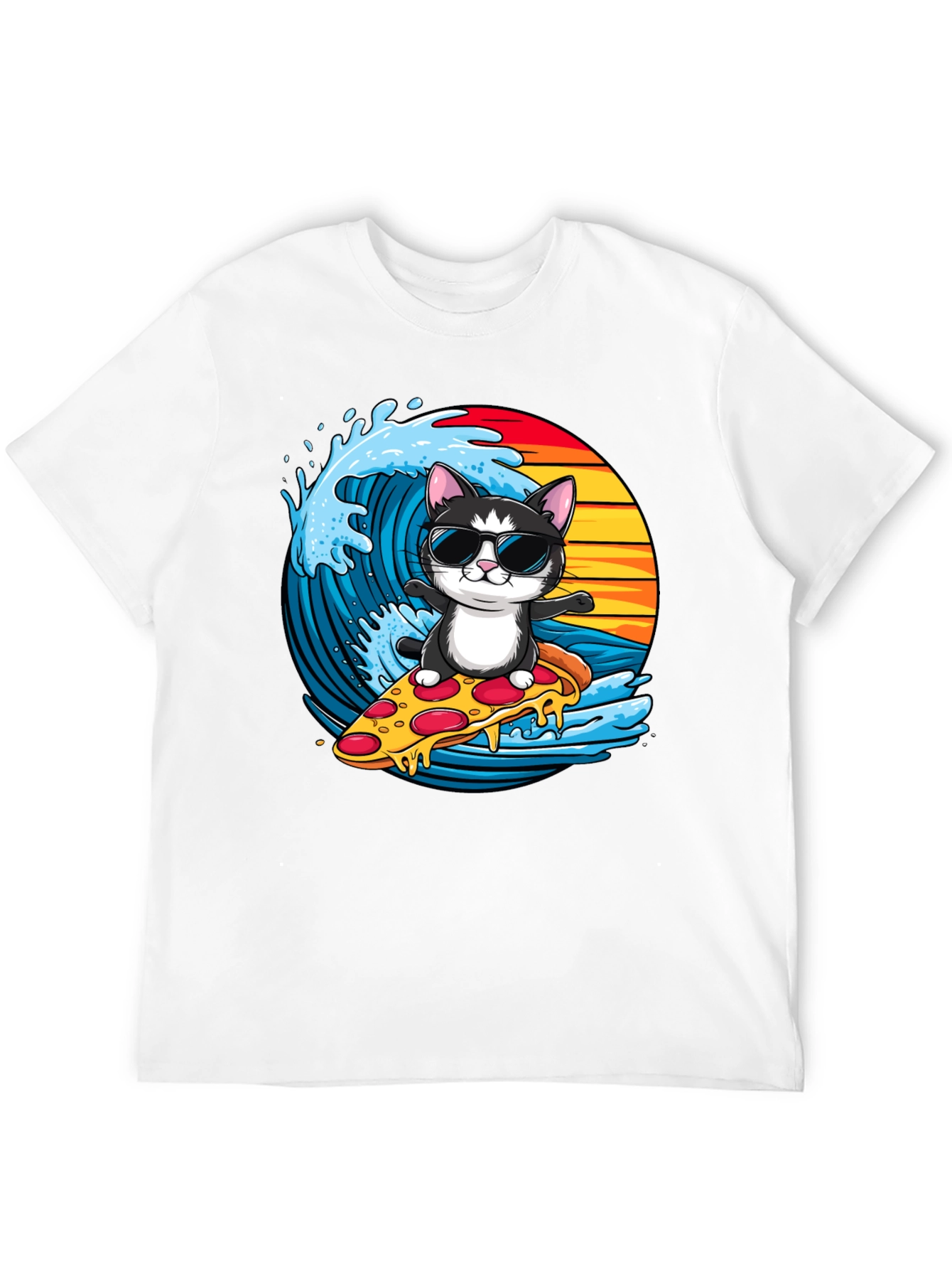 Cool Cat Pizza Surfer T-Shirt