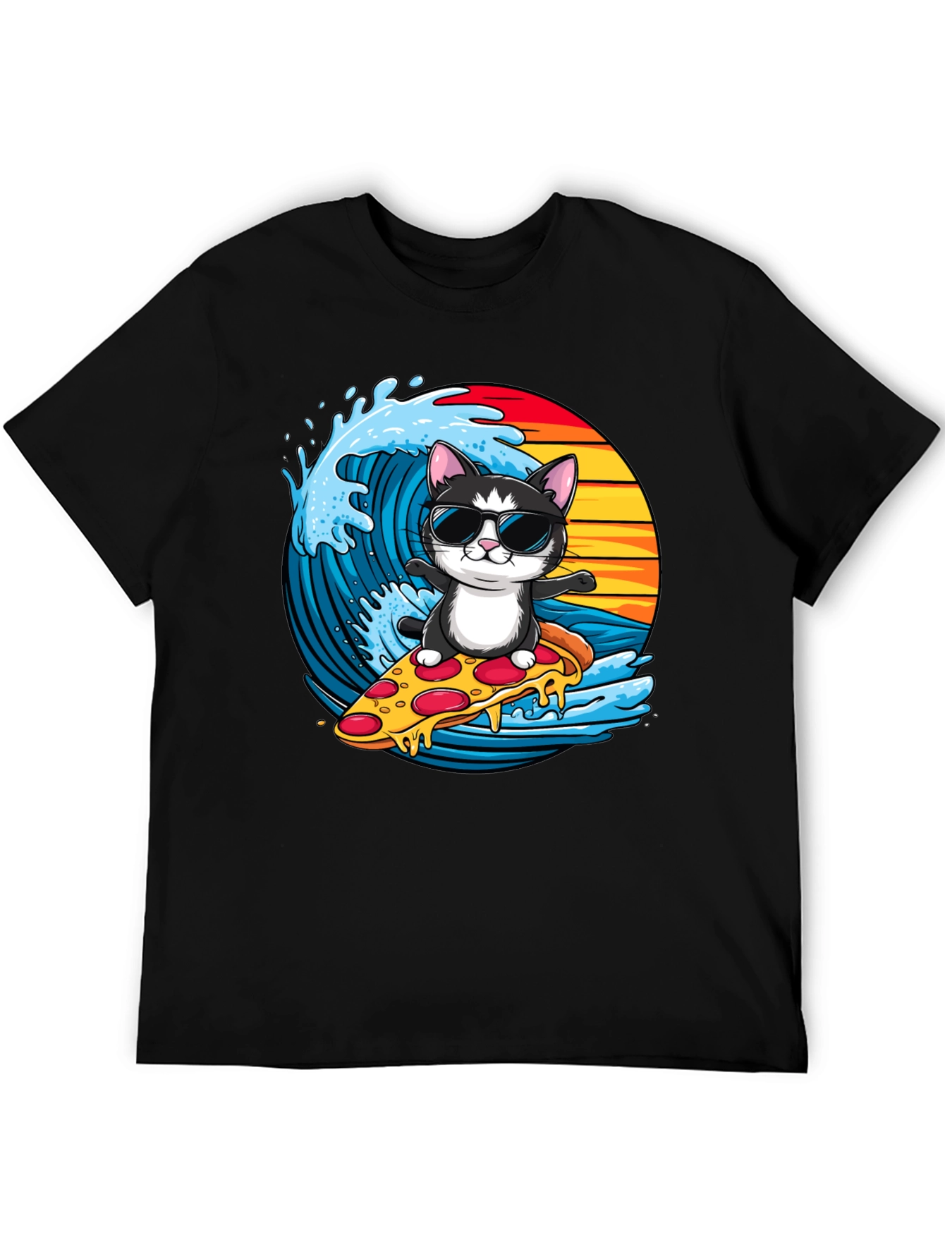 Cool Cat Pizza Surfer T-Shirt