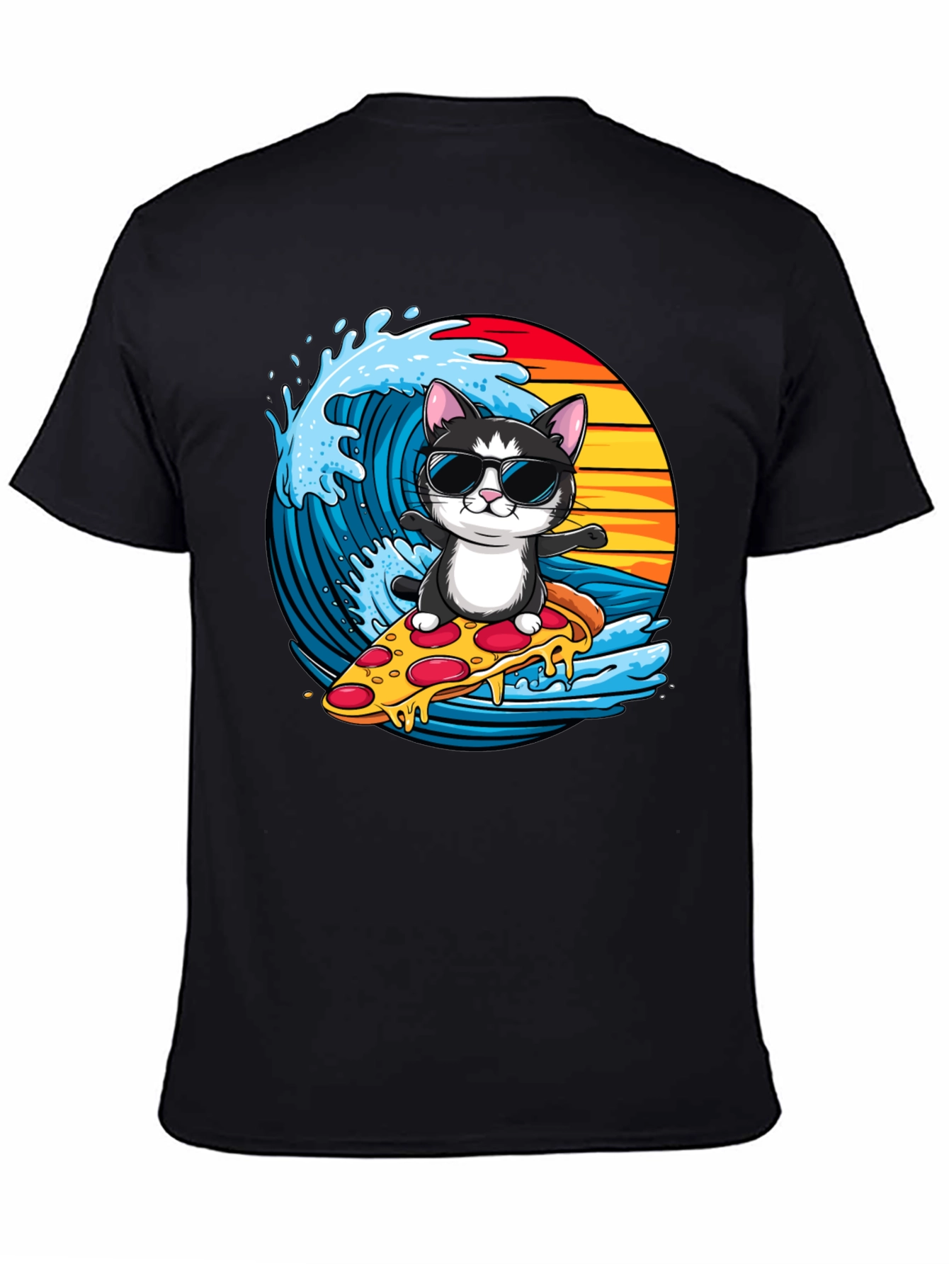 Cool Cat Pizza Surfer T-Shirt