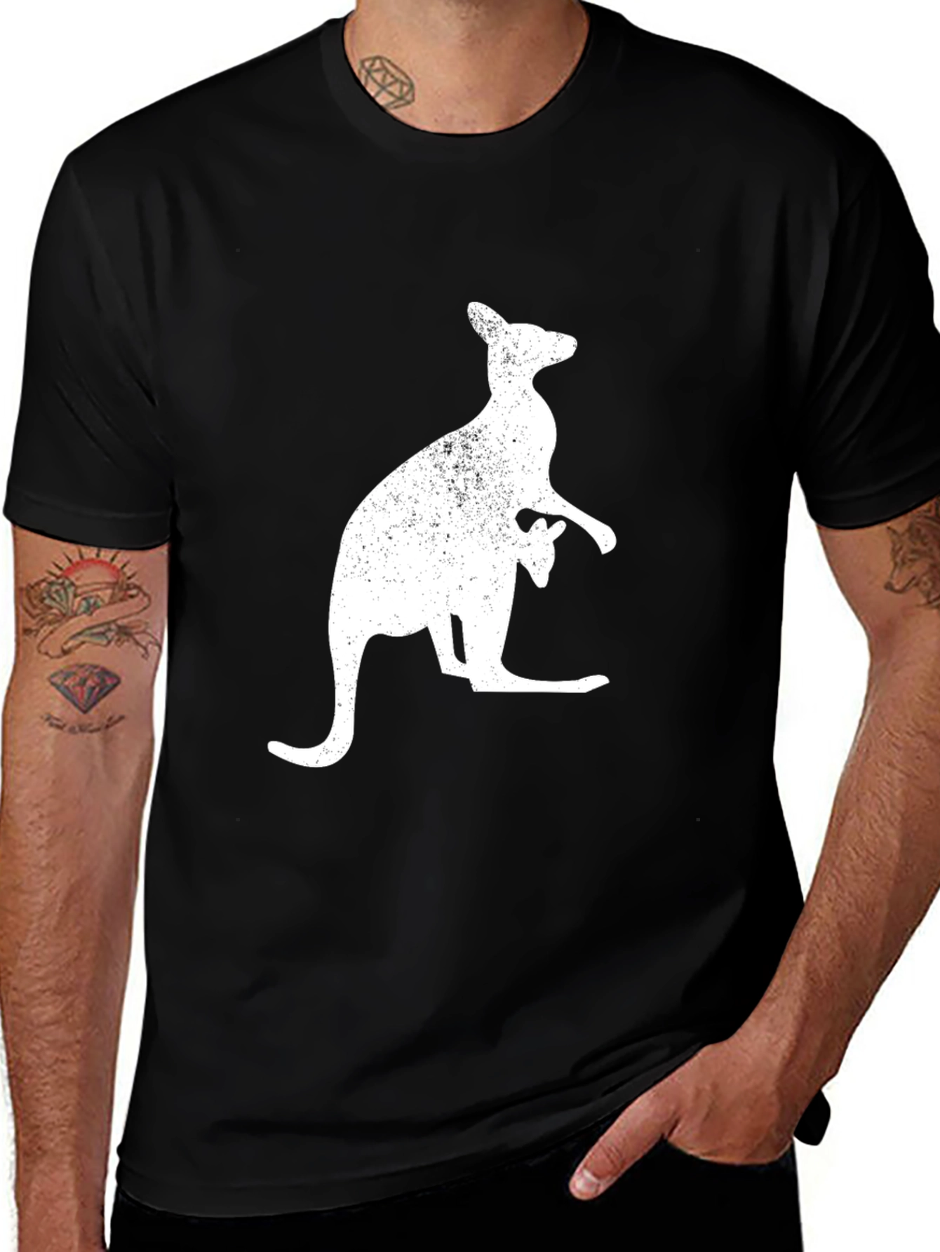 Kangaroo Graphic T-Shirt - Black