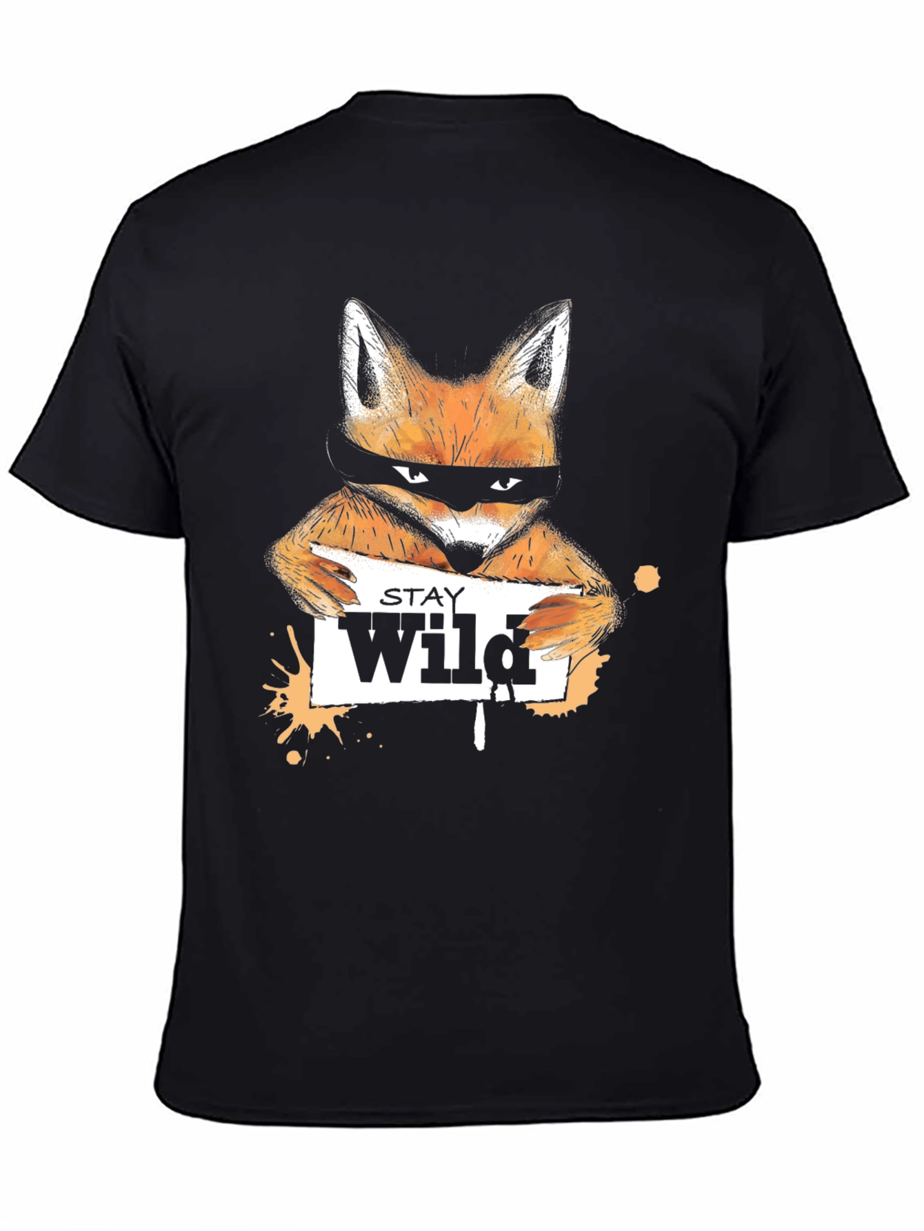 Stay Wild Fox Graphic Tee - Black Casual T-Shirt