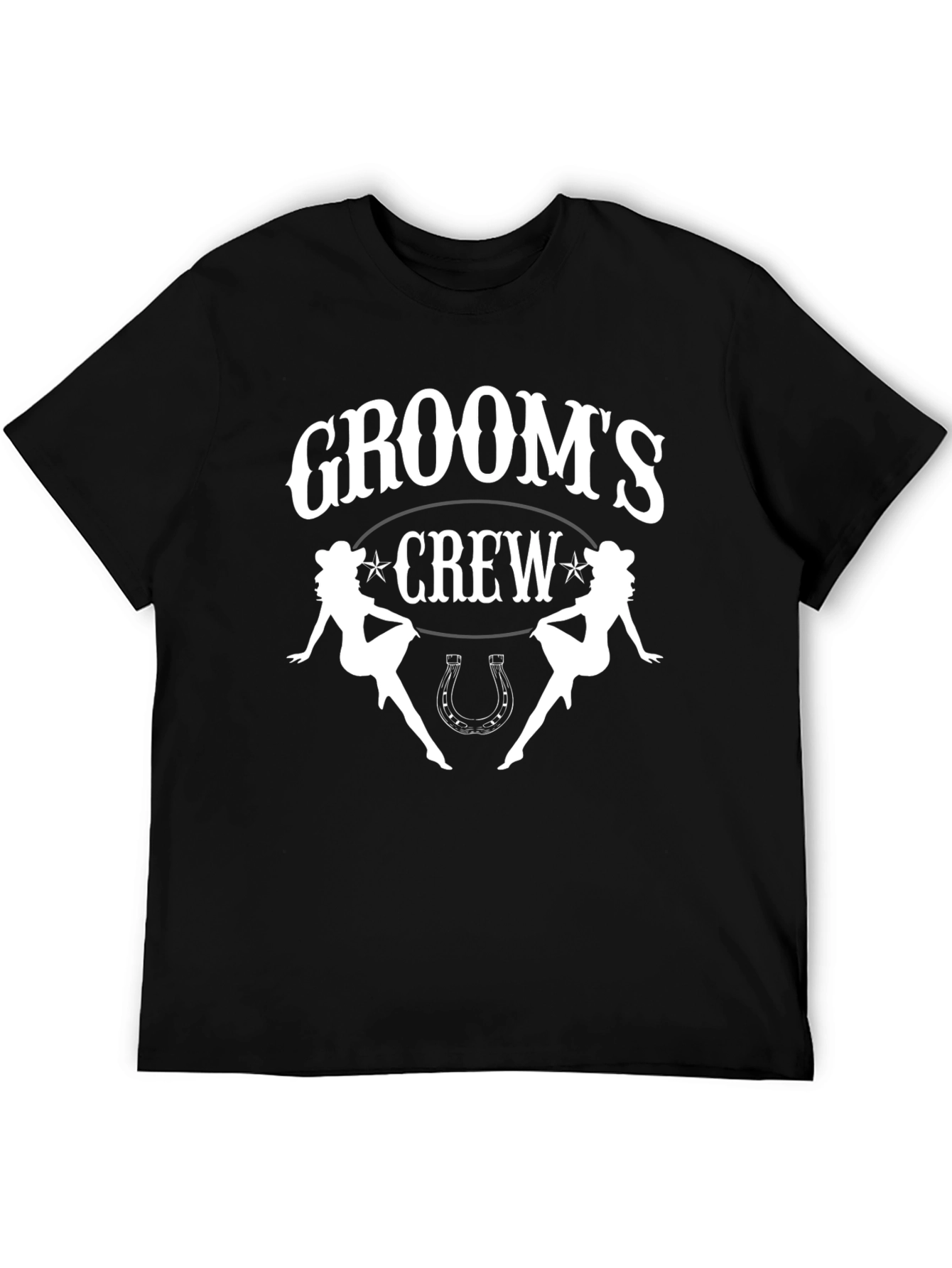 Grooms Crew Black Graphic Tee - Western Theme