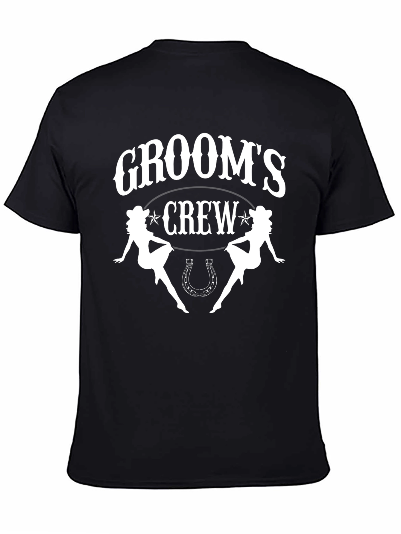 Grooms Crew Black Graphic Tee - Western Theme