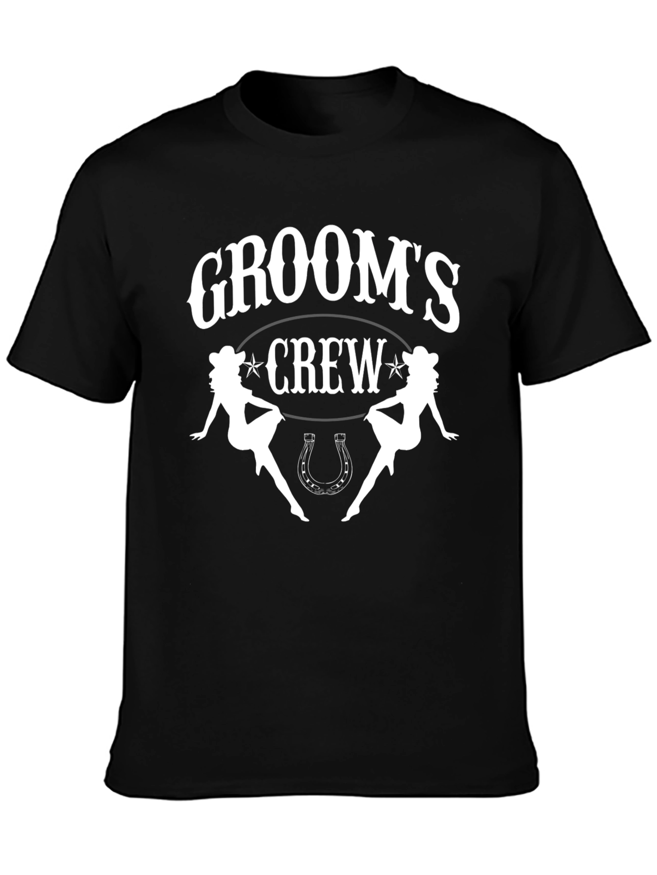 Grooms Crew Black Graphic Tee - Western Theme