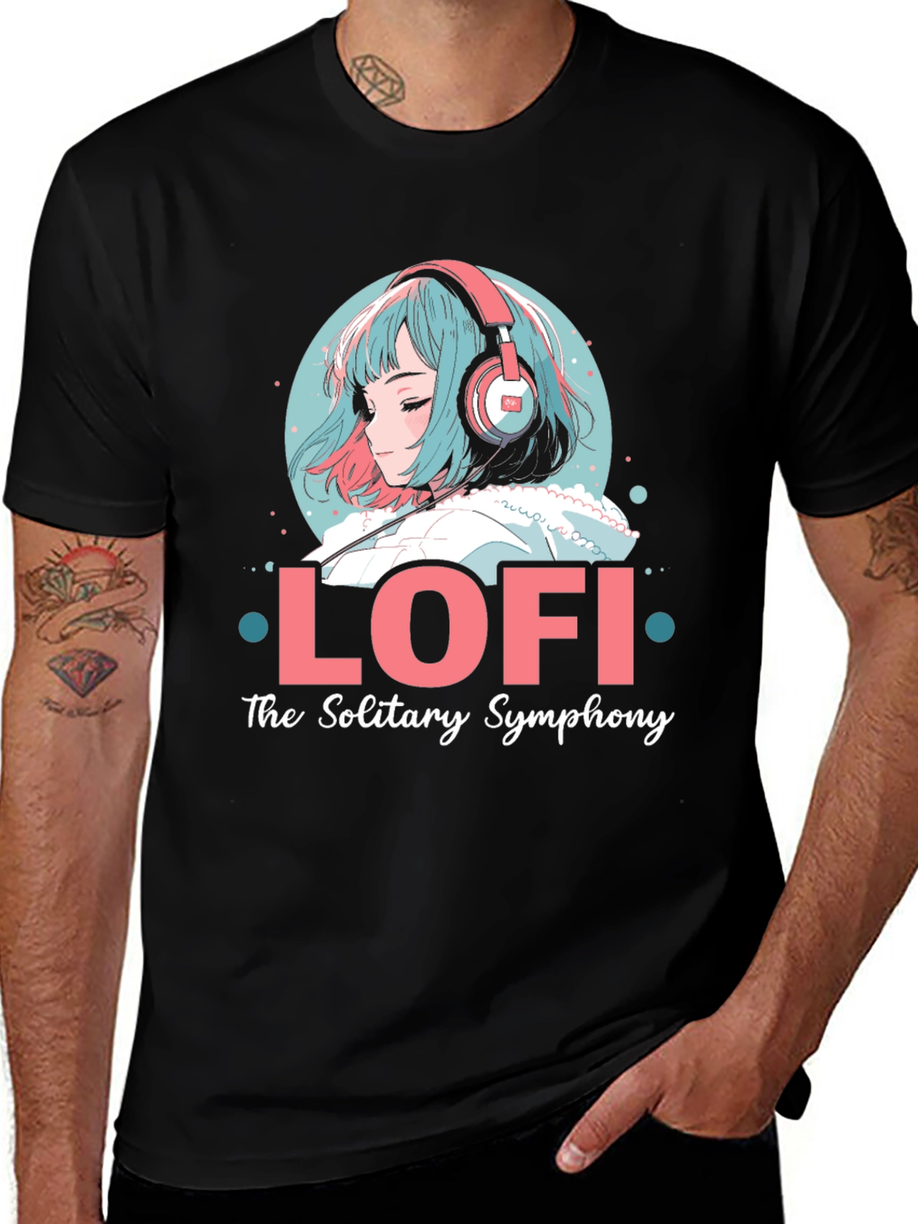 Lofi Anime Girl Graphic Black T-Shirt