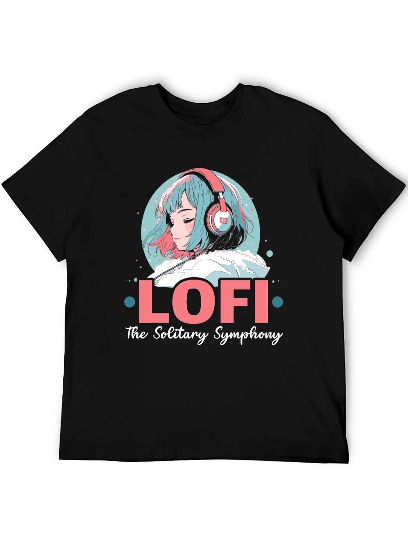 Lofi Anime Girl Graphic Black T-Shirt
