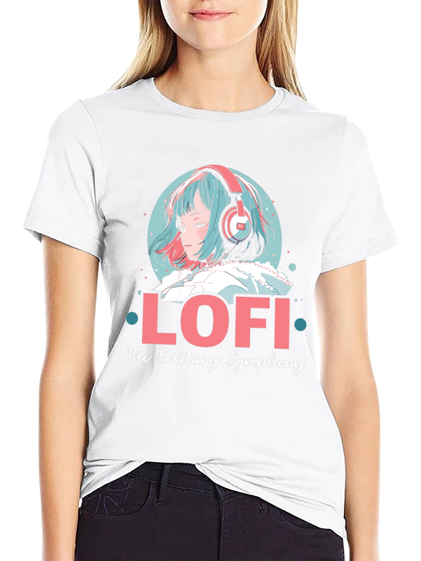 Lofi Anime Girl Graphic Black T-Shirt
