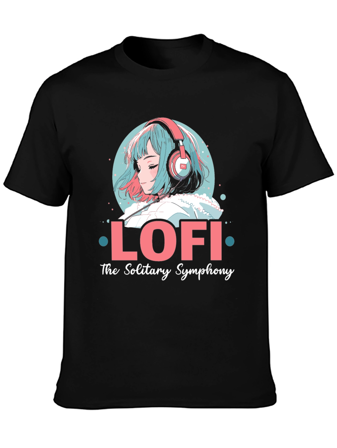 Lofi Anime Girl Graphic Black T-Shirt