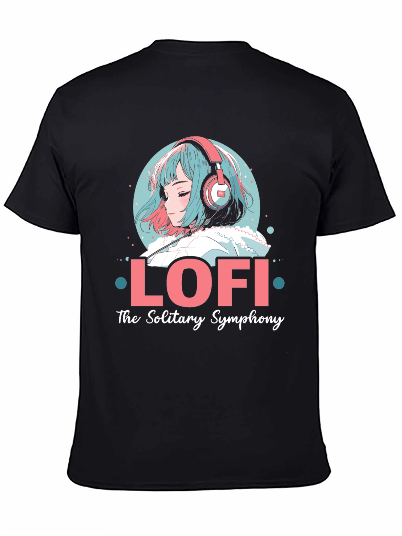 Lofi Anime Girl Graphic Black T-Shirt