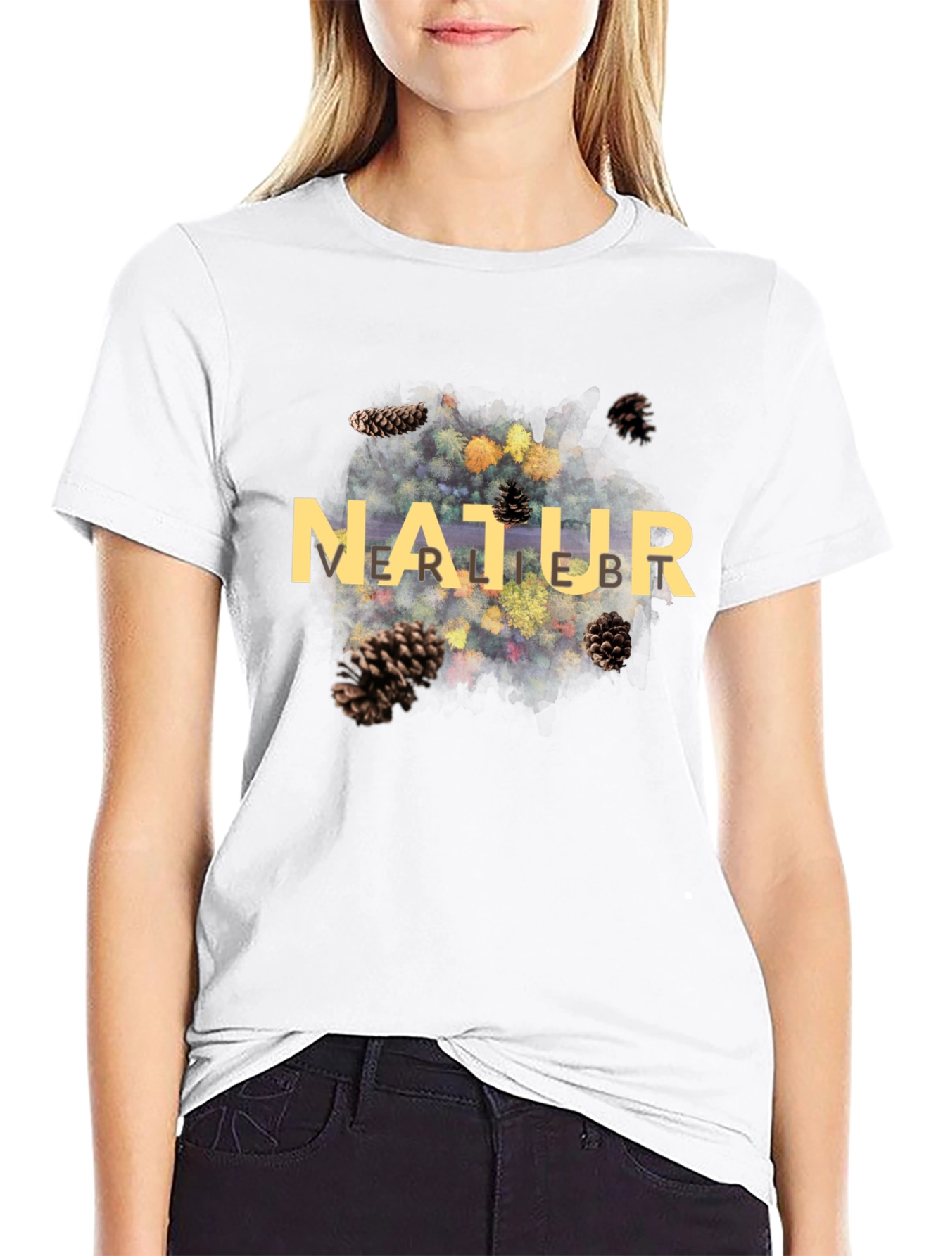 Natur Pine Cone Graphic Black T-Shirt