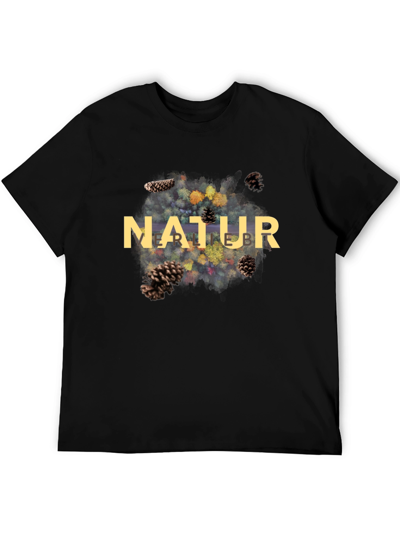 Natur Pine Cone Graphic Black T-Shirt