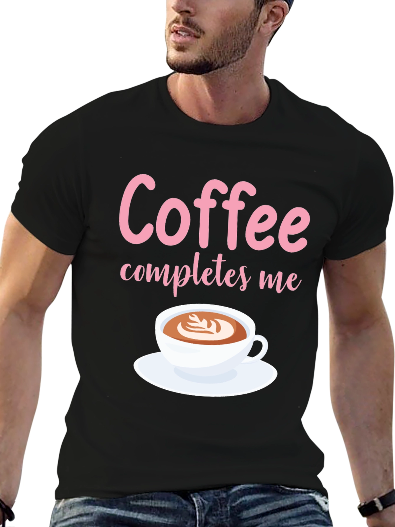 Coffee Completes Me Graphic Tee - Unisex Black T-Shirt