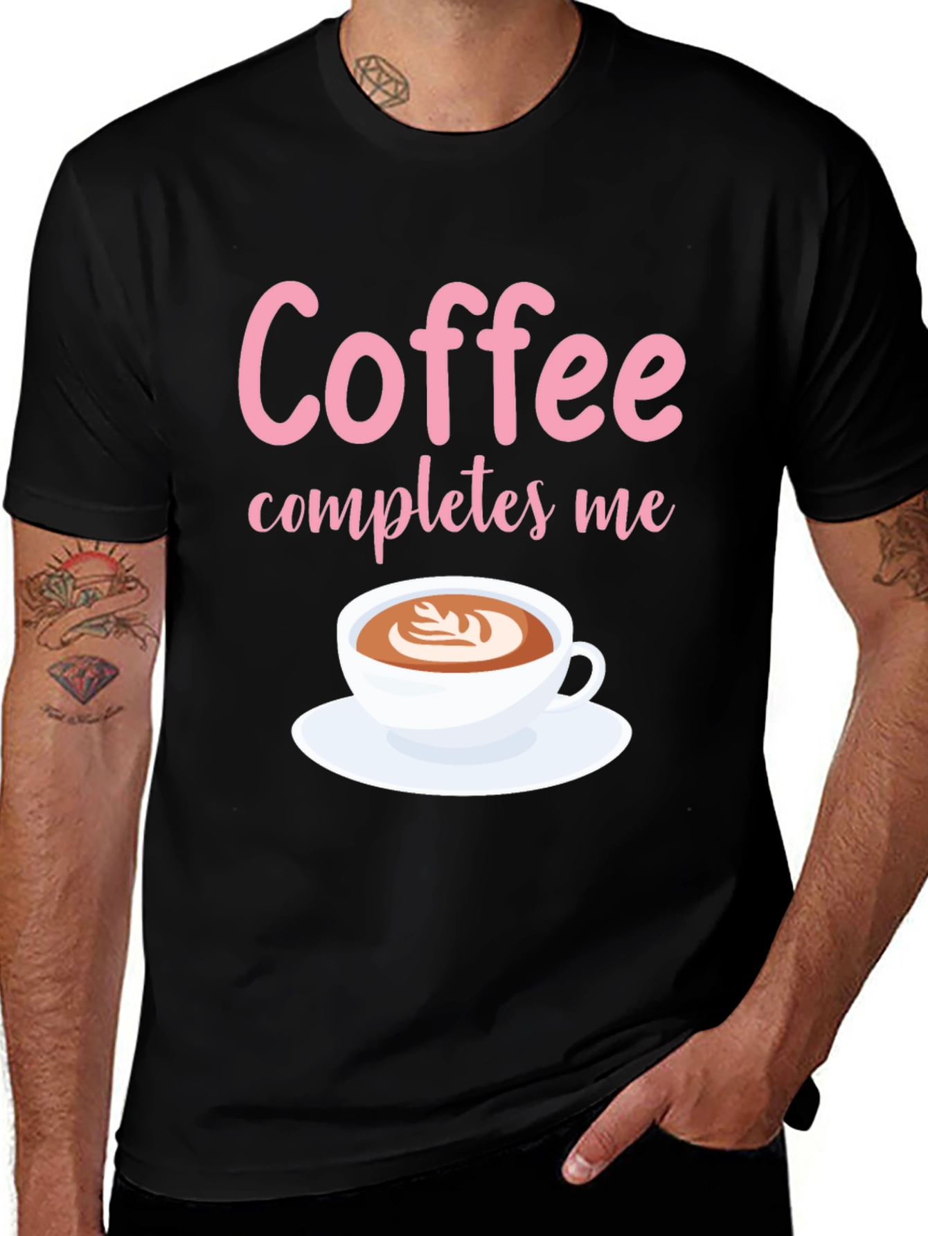 Coffee Completes Me Graphic Tee - Unisex Black T-Shirt