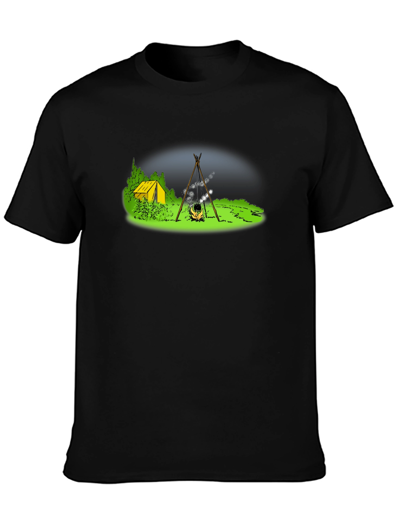 Camping T-Shirt - Tent & Bonfire Graphic Tee