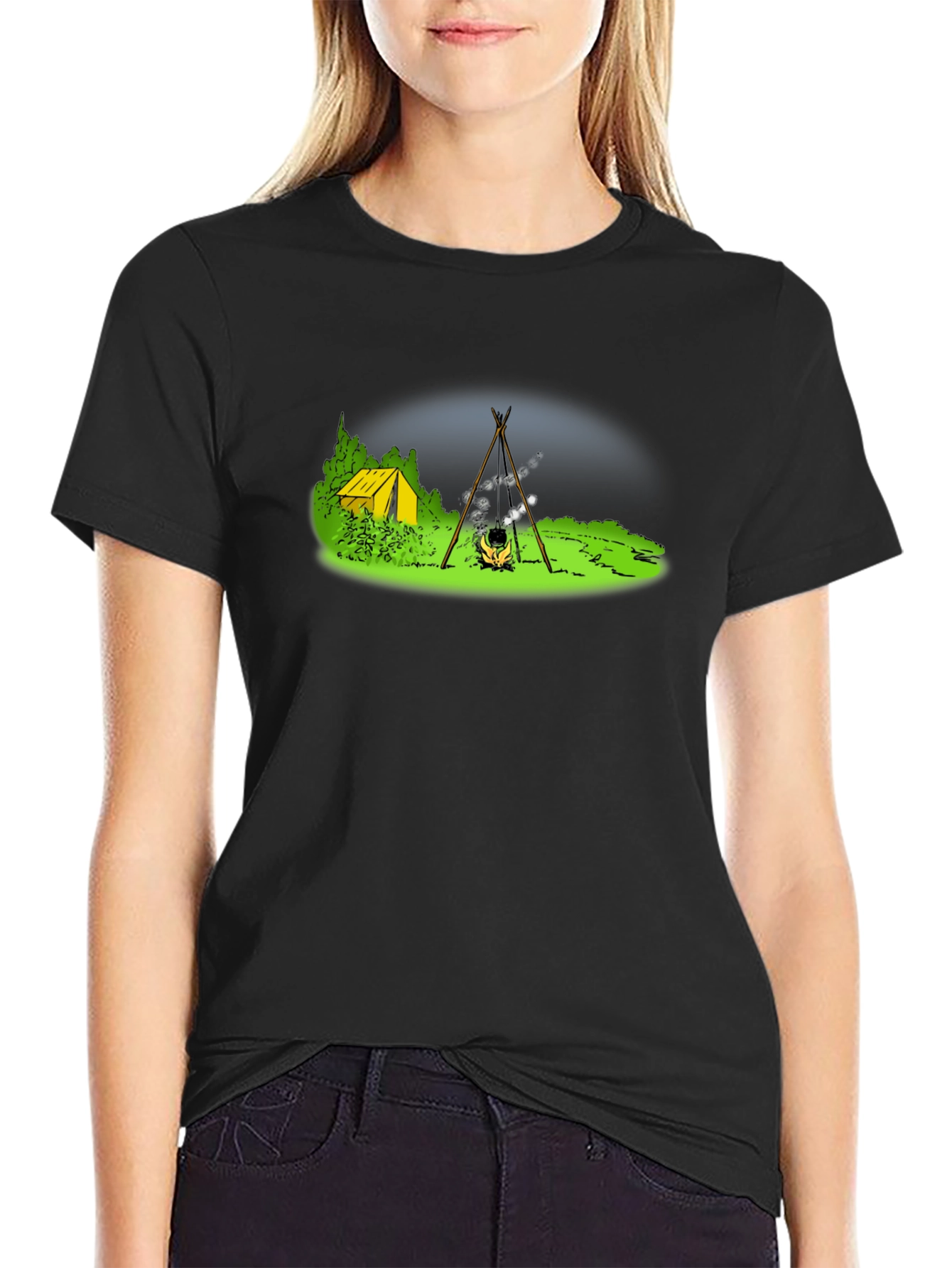 Camping T-Shirt - Tent & Bonfire Graphic Tee
