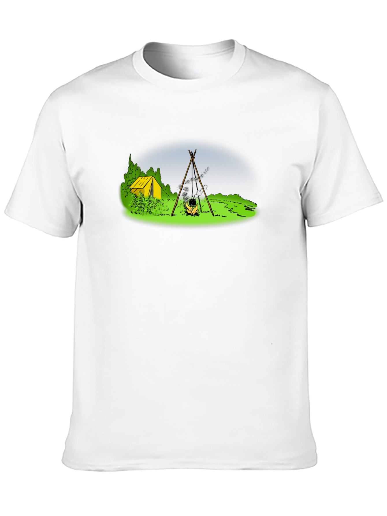 Camping T-Shirt - Tent & Bonfire Graphic Tee