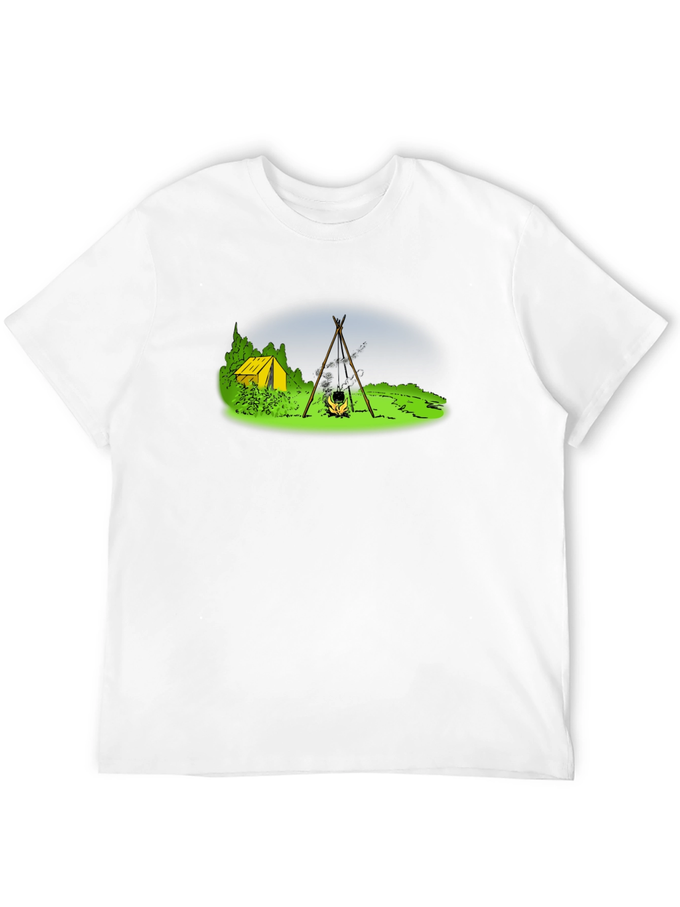Camping T-Shirt - Tent & Bonfire Graphic Tee