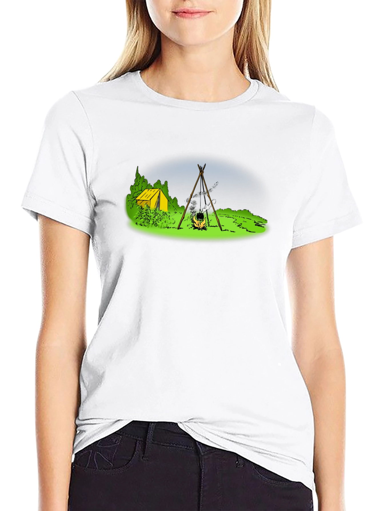 Camping T-Shirt - Tent & Bonfire Graphic Tee