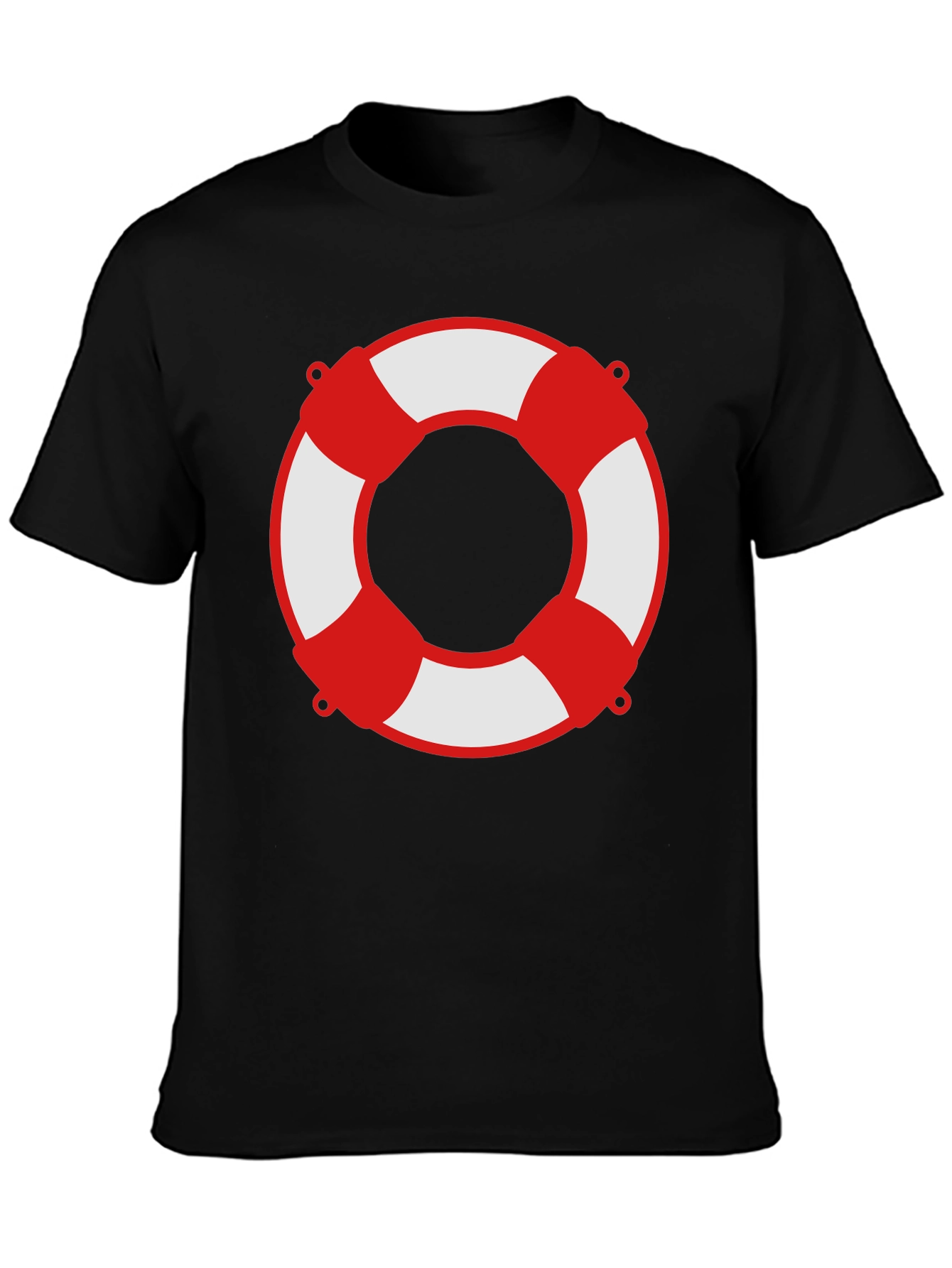 Lifesaver Graphic Tee - Black Crew Neck Shirt
