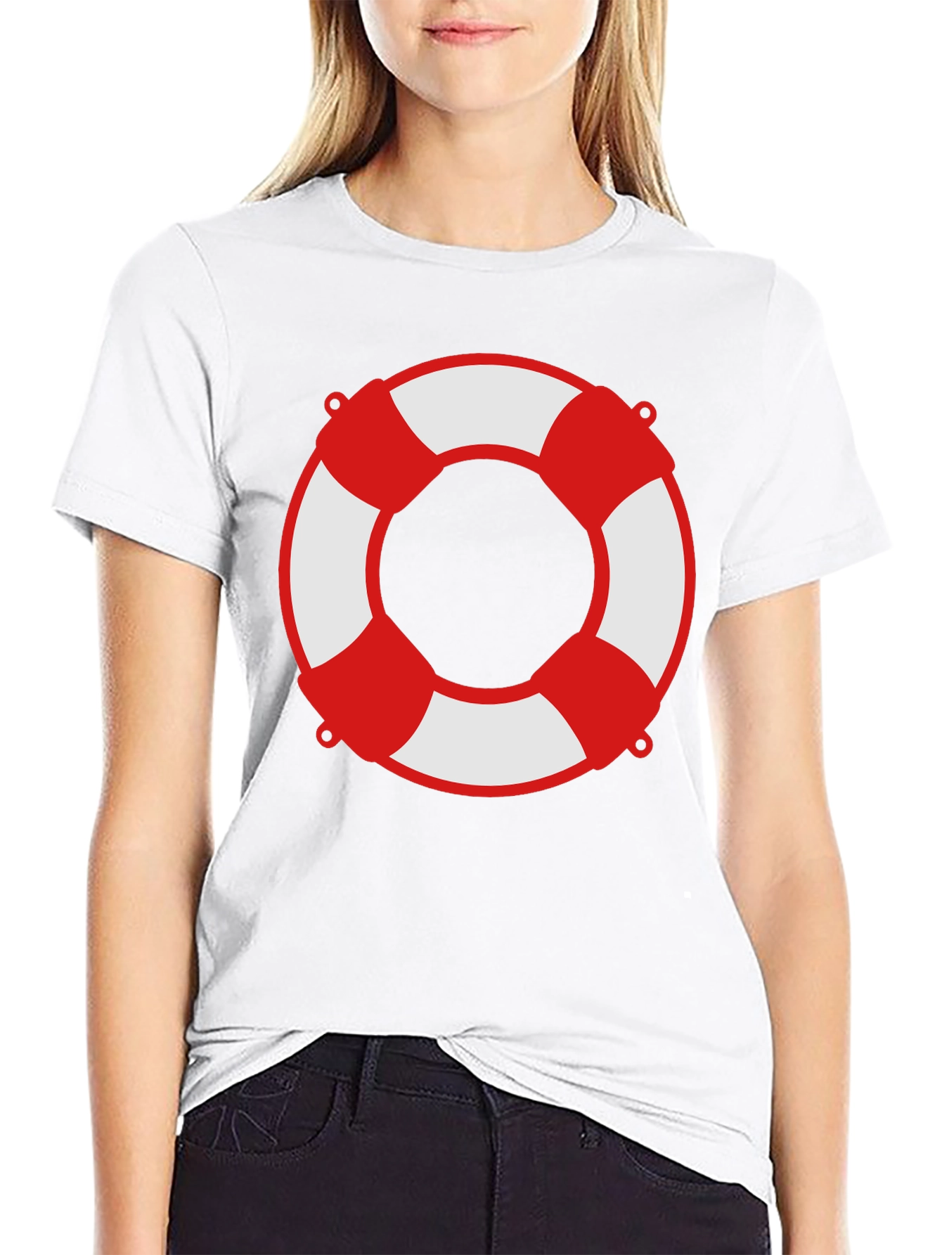 Lifesaver Graphic Tee - Black Crew Neck Shirt