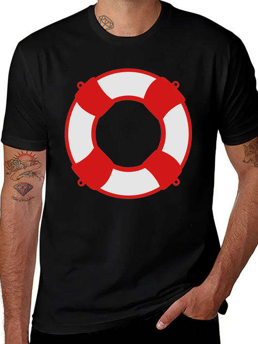 Lifesaver Graphic Tee - Black Crew Neck Shirt