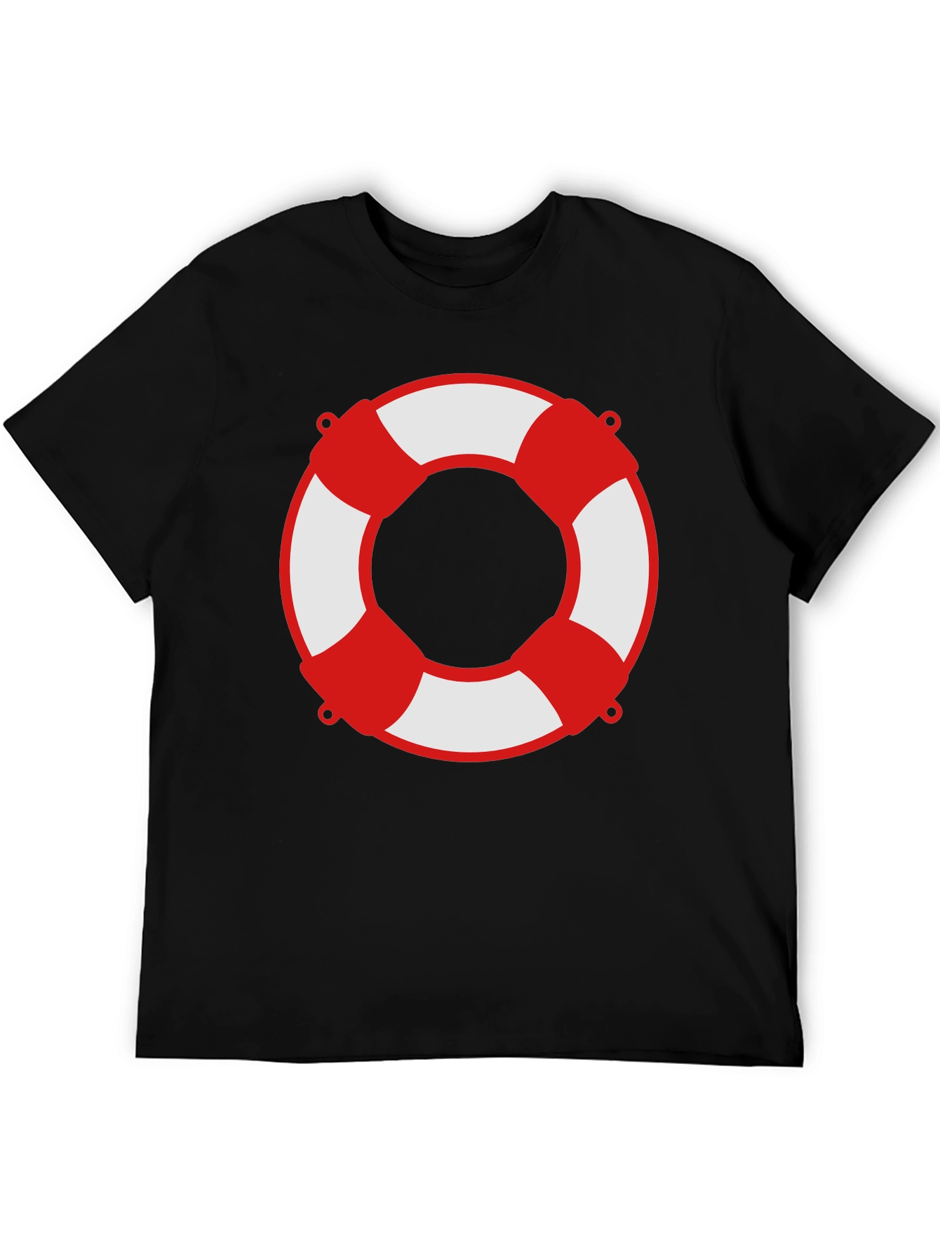 Lifesaver Graphic Tee - Black Crew Neck Shirt