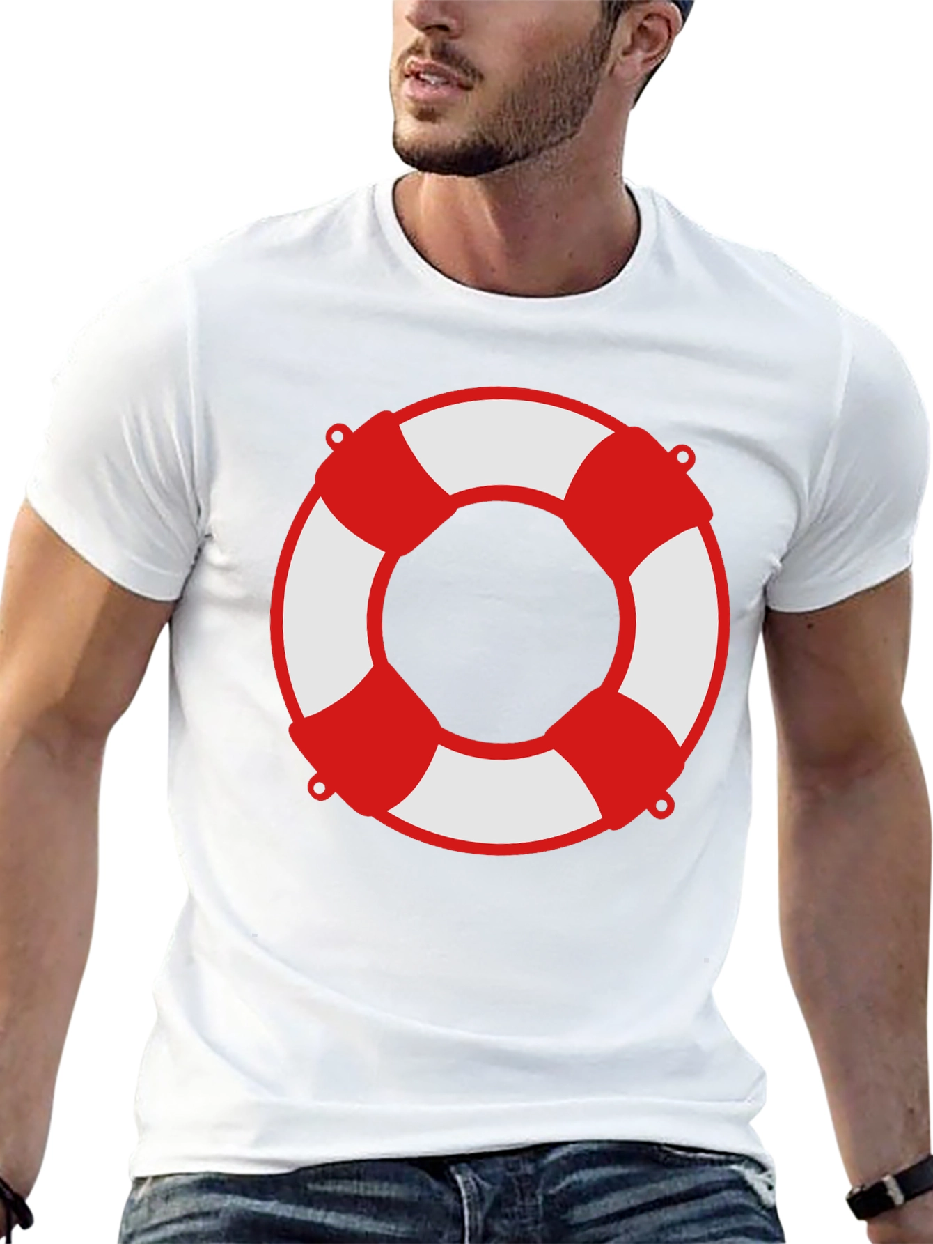 Lifesaver Graphic Tee - Black Crew Neck Shirt