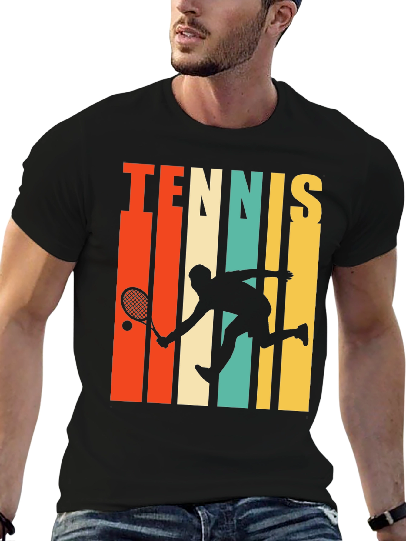 Retro Tennis Player Graphic T-Shirt