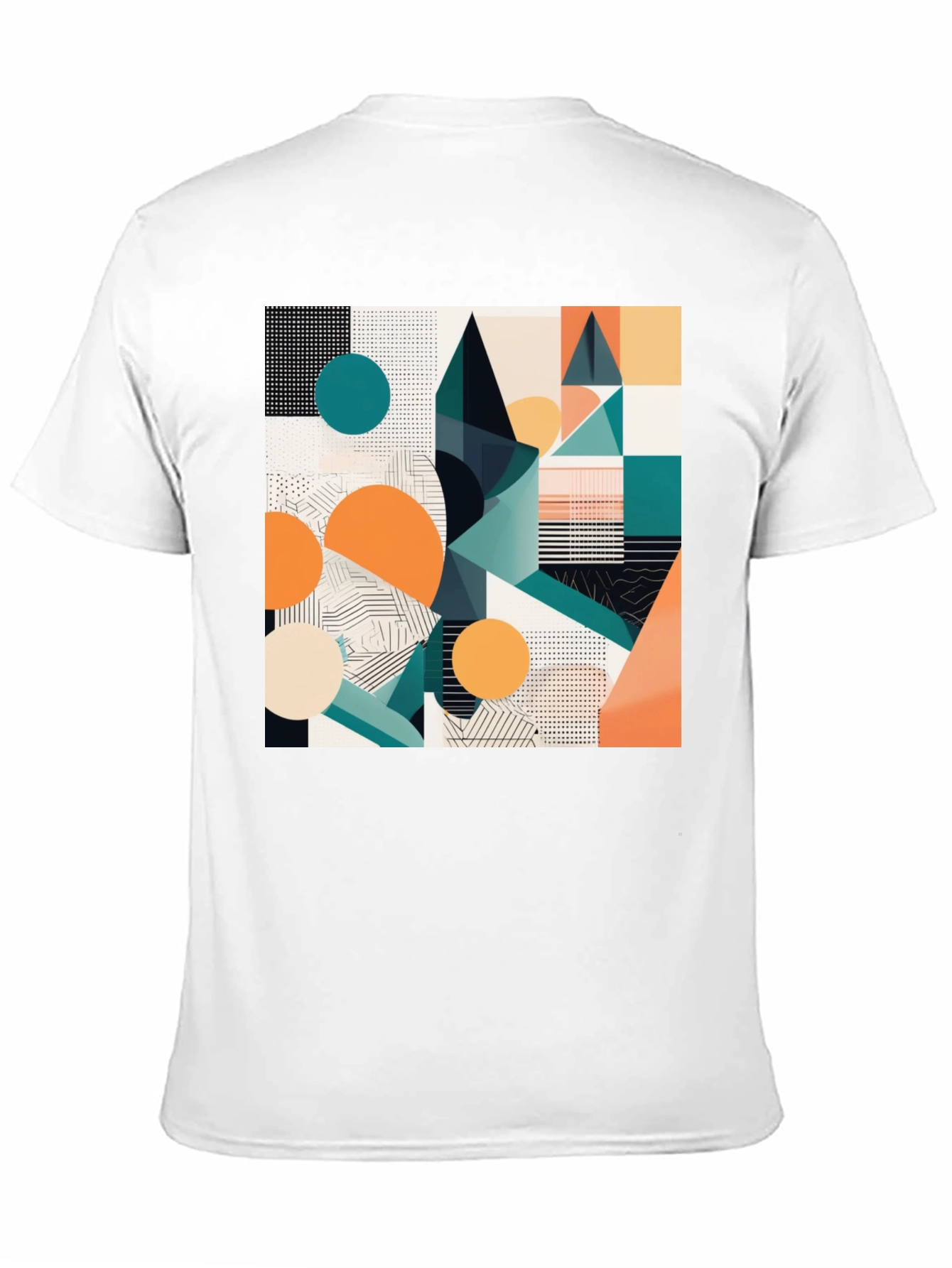 Abstract Geometric Print Black T-Shirt