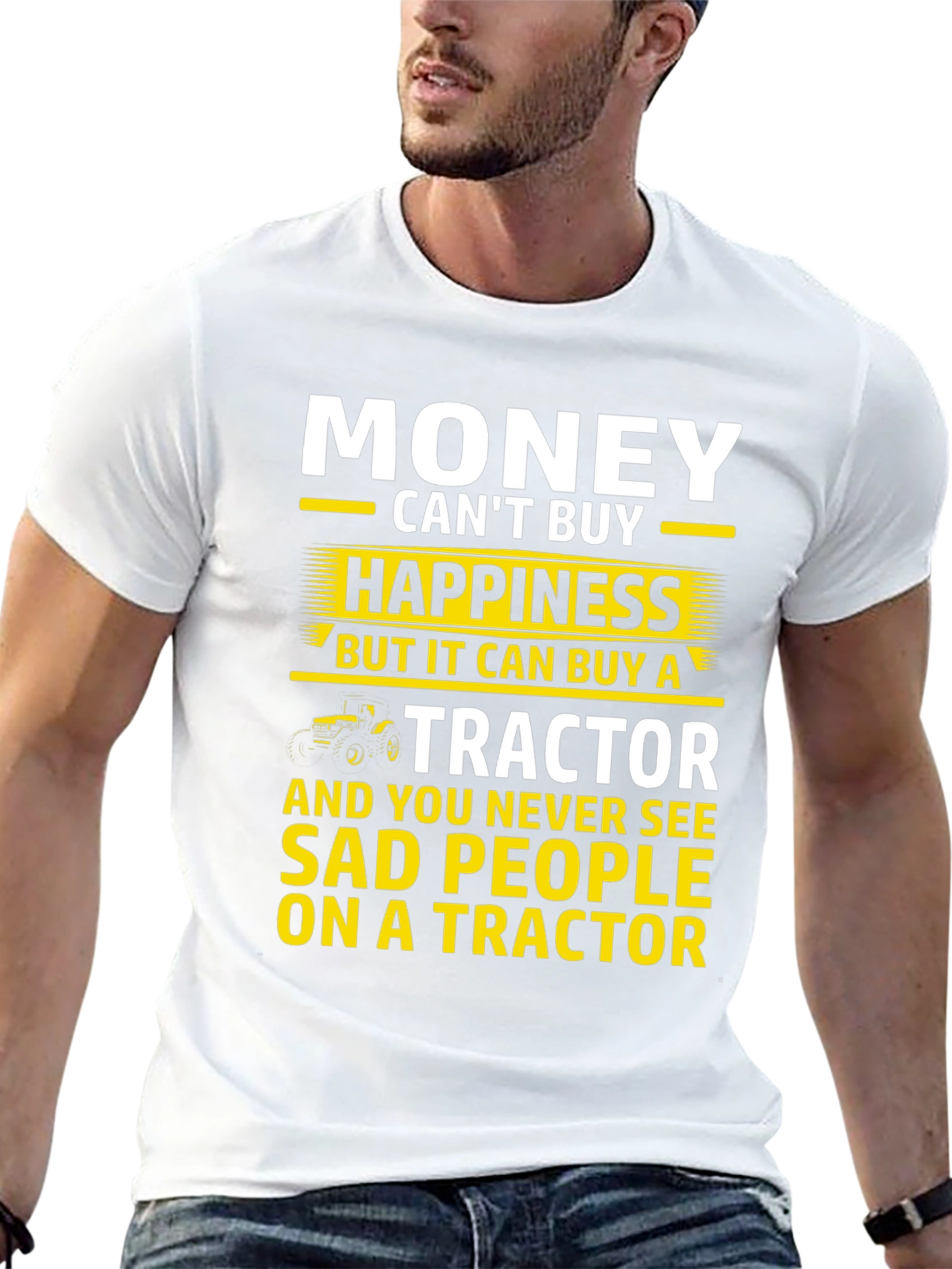 Money Cant Buy Happiness Tractor Graphic T-Shirt