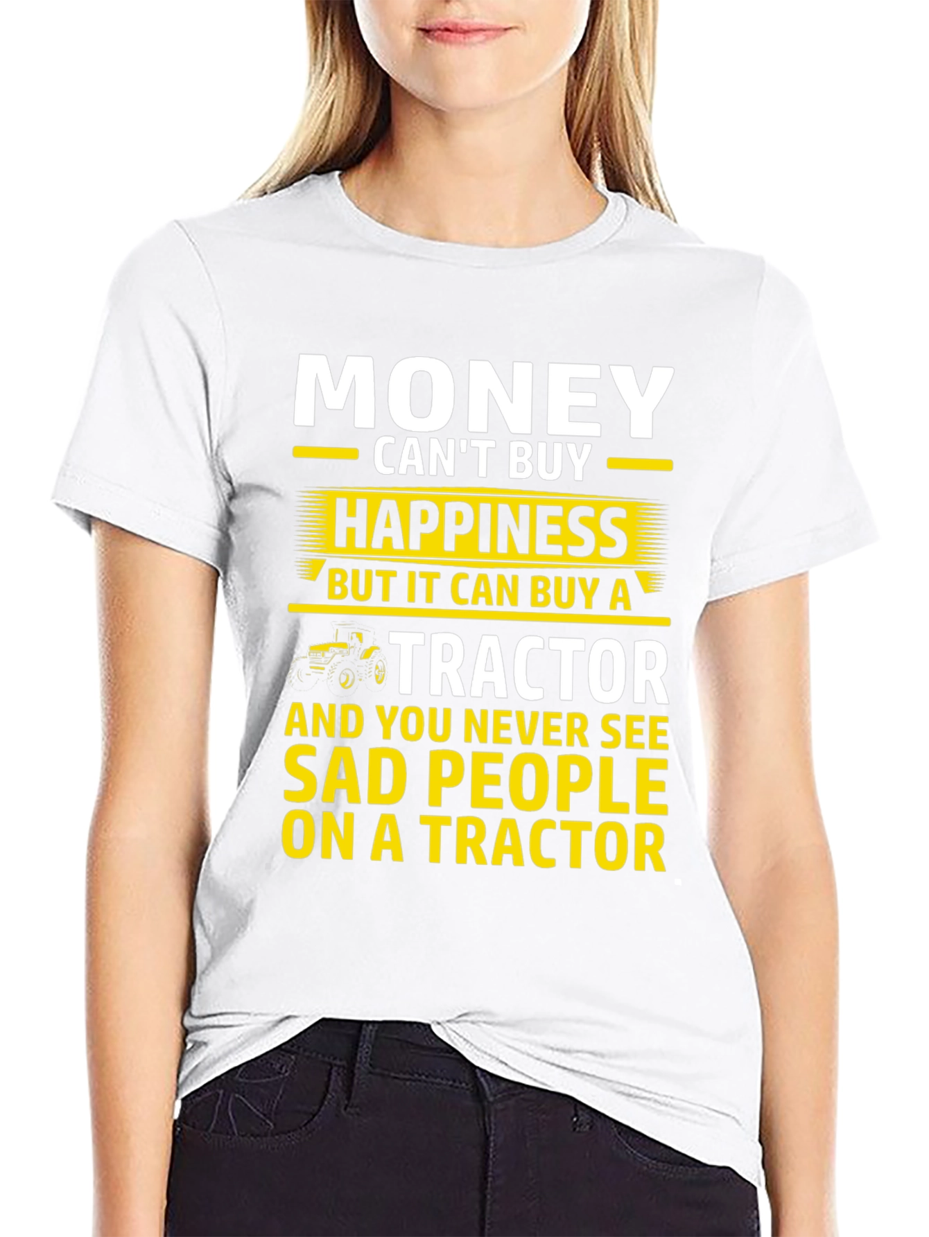 Money Cant Buy Happiness Tractor Graphic T-Shirt