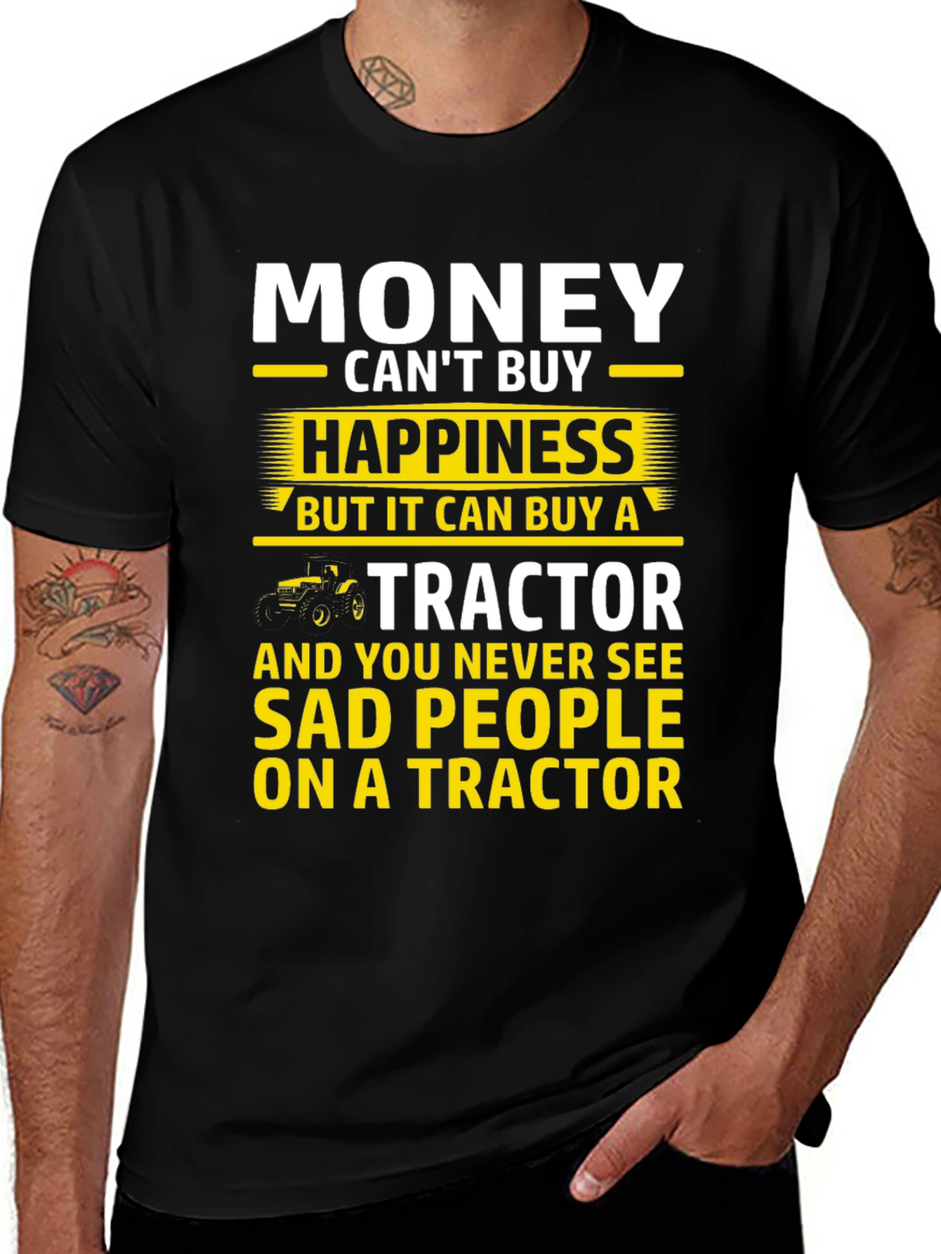Money Cant Buy Happiness Tractor Graphic T-Shirt