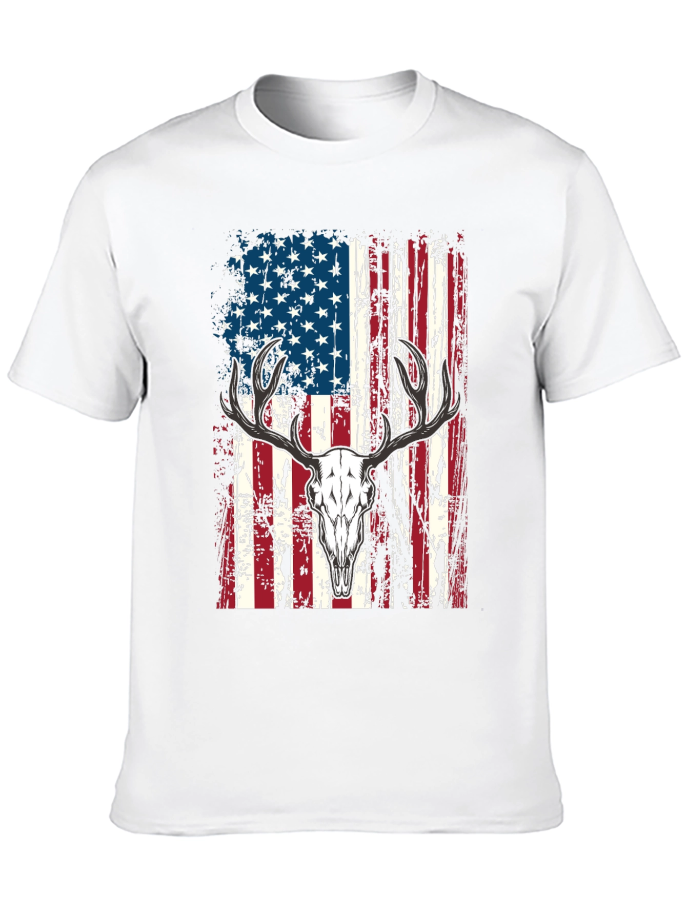 American Flag Deer Skull Graphic Tee