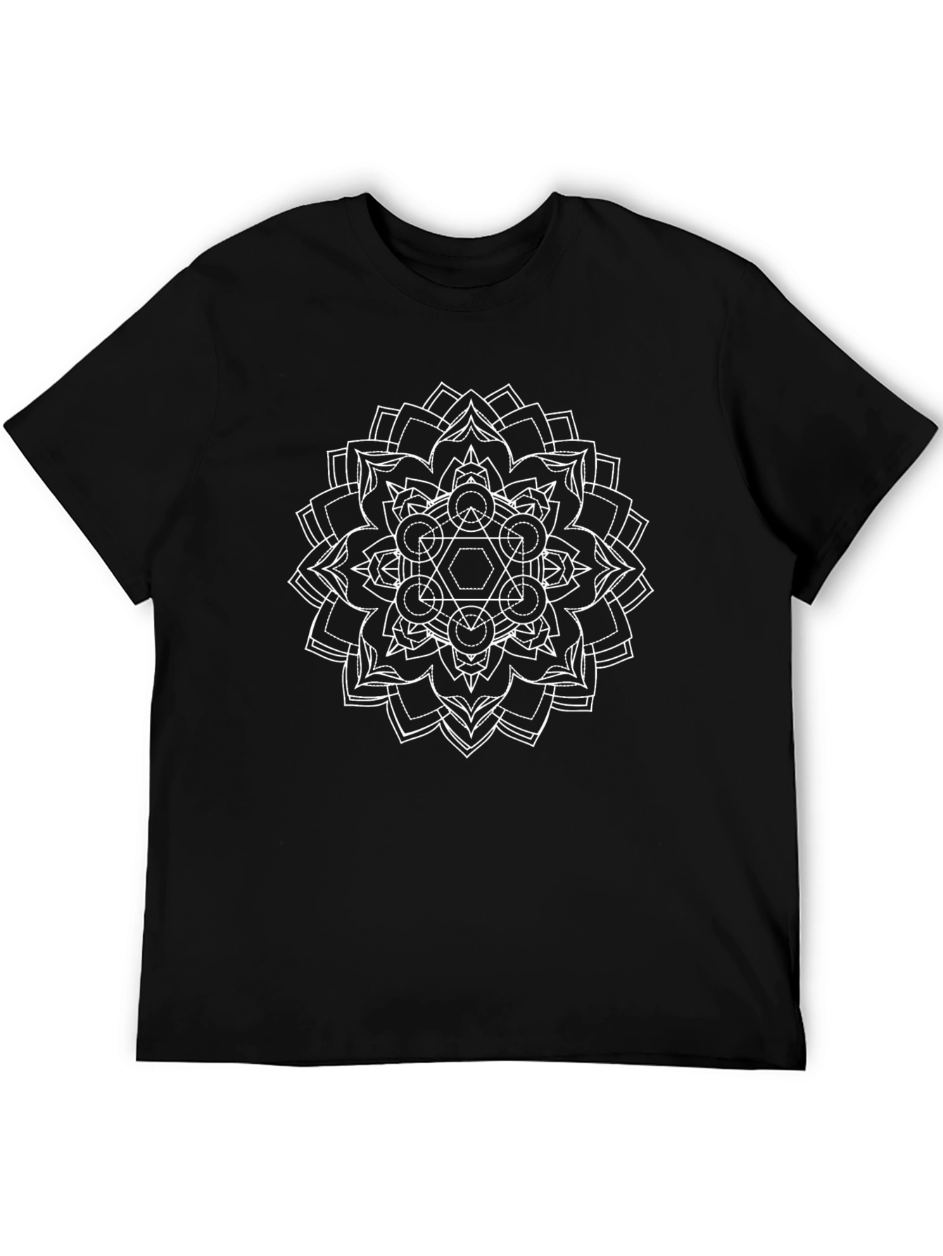 Geometric Mandala Graphic Tee - Black T-Shirt