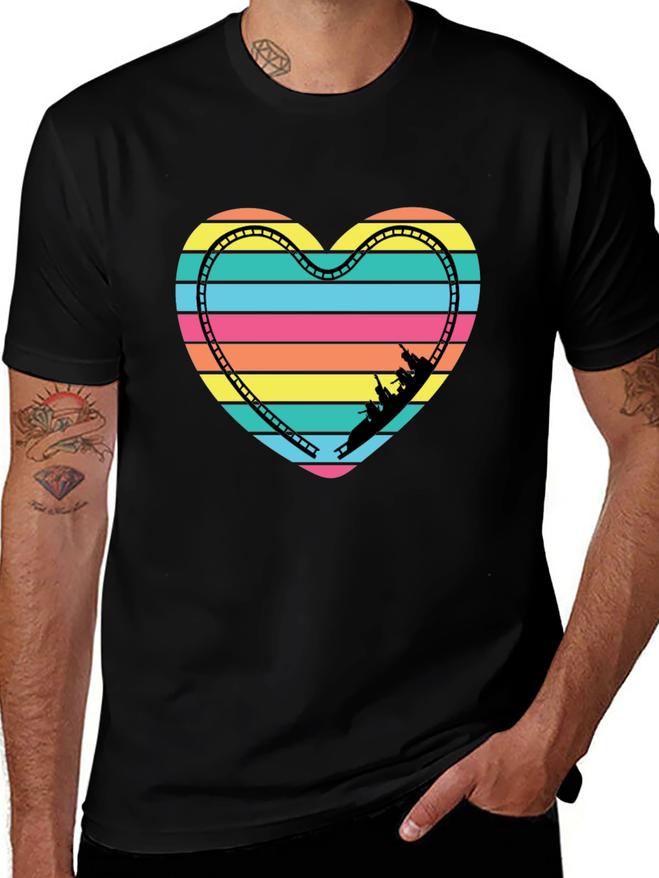 Retro Rollercoaster Heart Graphic Tee