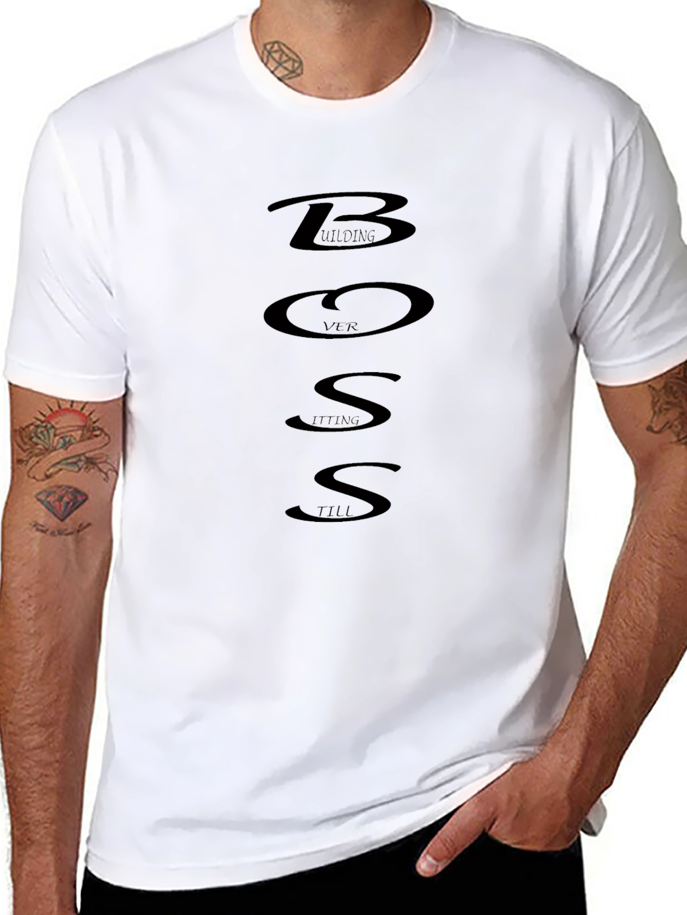 Building Versus Sitting Till Success Black T-Shirt