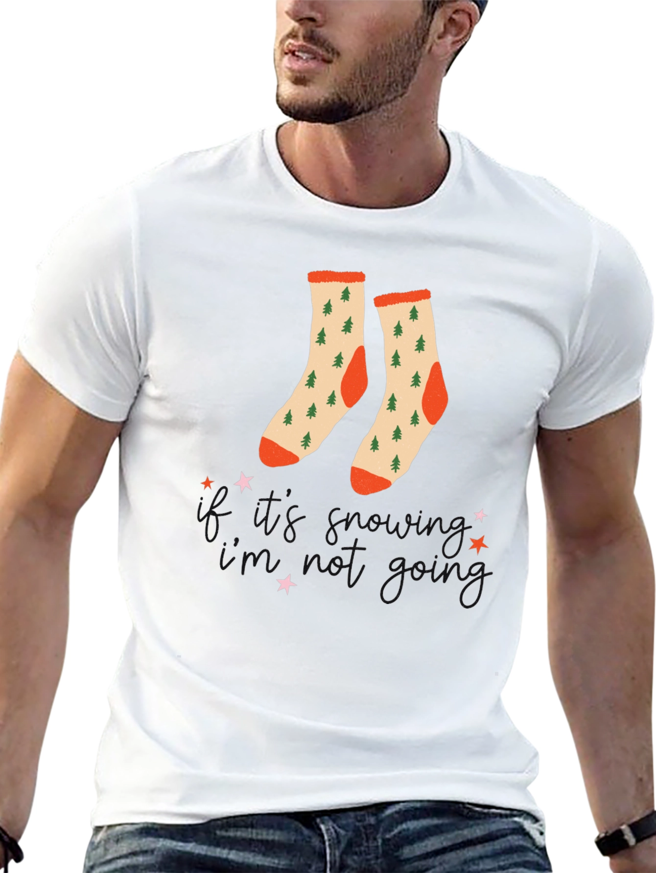 Festive Holiday Socks Graphic Tee - Christmas Style
